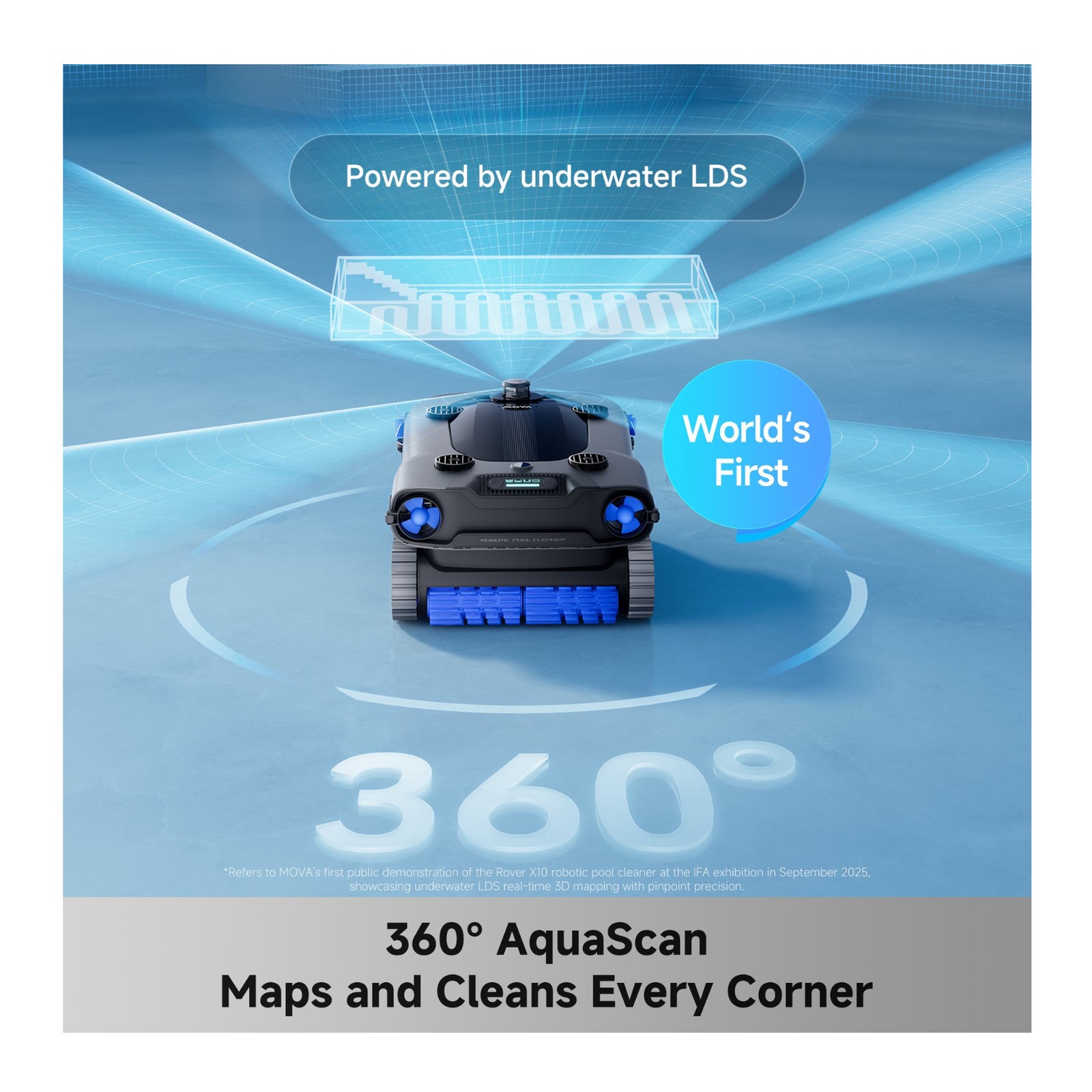MOVA Rover X10 Robotic Pool Cleaner with 7-in-1 OMNI Clean Coverage (Black)