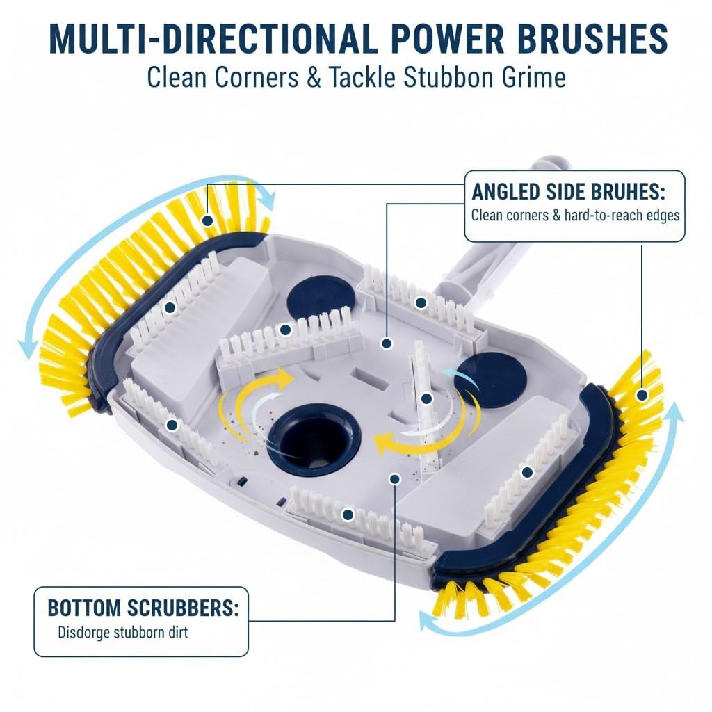 Weighted Pool Vacuum Head, Vinyl-Safe No Wheels 14“, Navy Blue,white