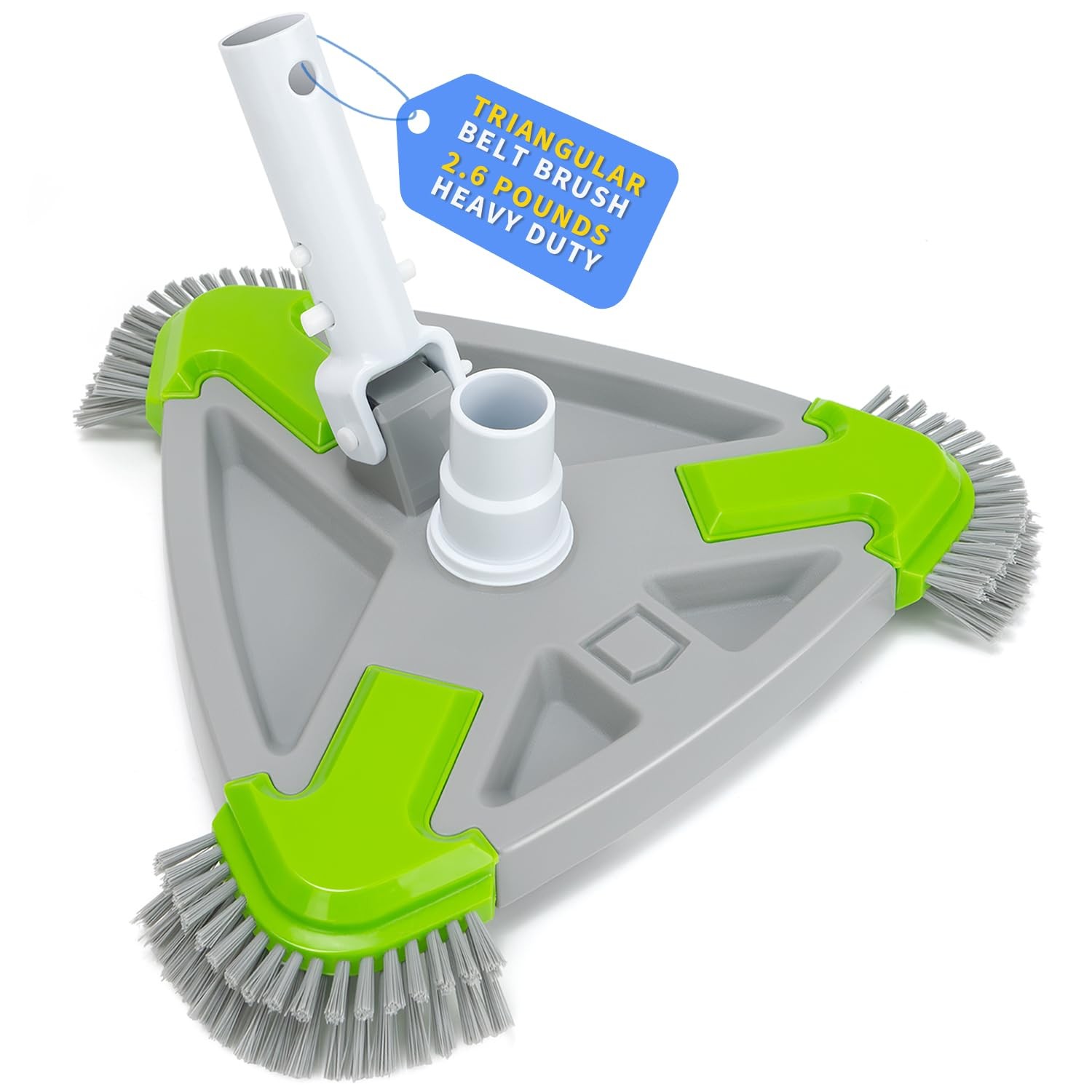 Weighted Triangular Pool Vacuum Head with Side Brushes, 13.5&Prime; Manual Pool Cle…