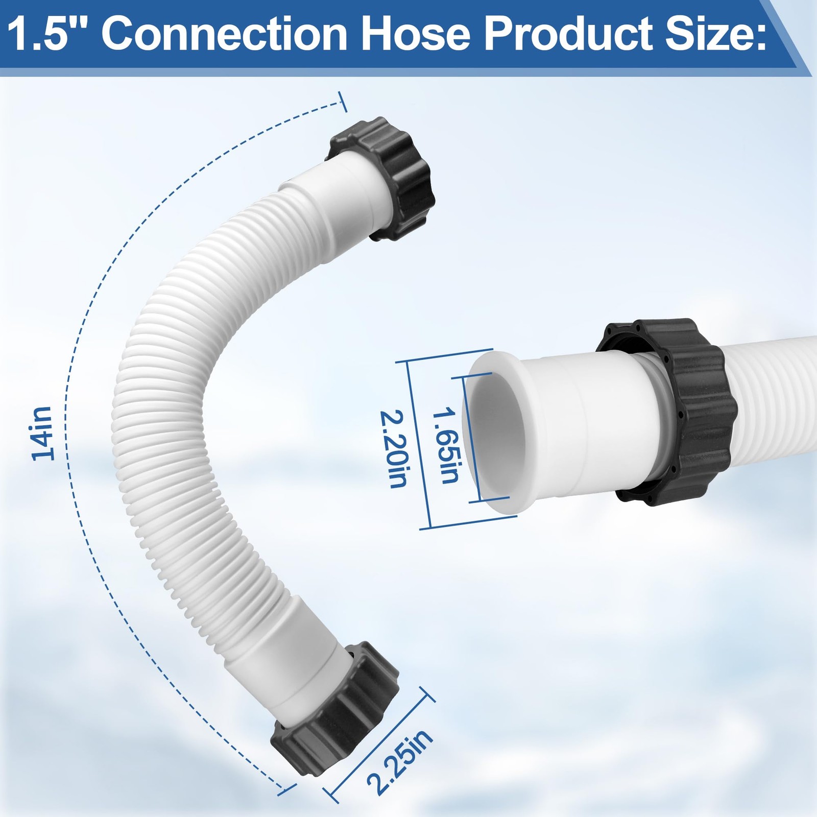 11388 Pool Sand Filter Pump Hose for 14 inches (L) x 1.5 (D), White