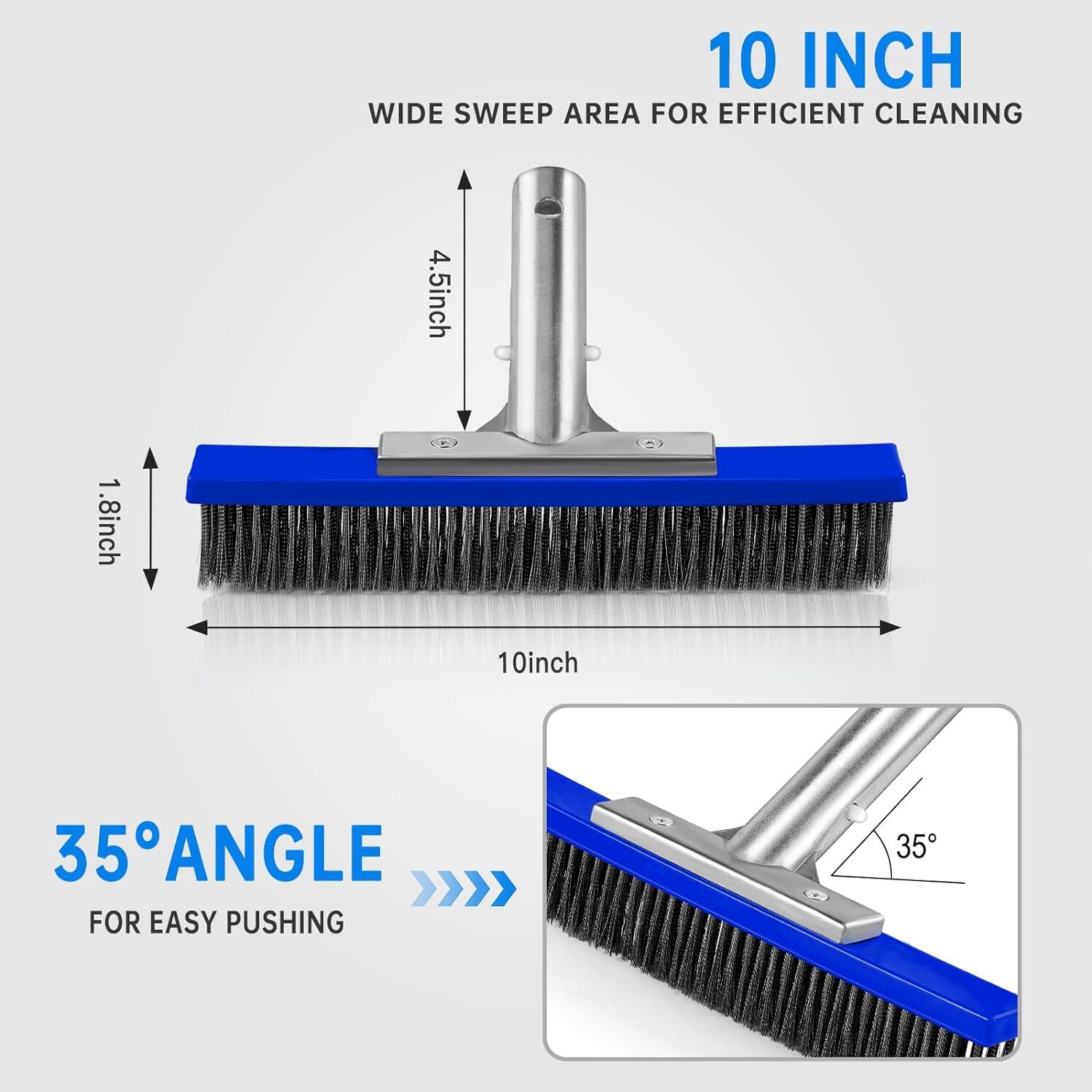 Heavy Duty Pool Brush Head，10-inch Metal Pool Brushes Head with Stainless Ste…