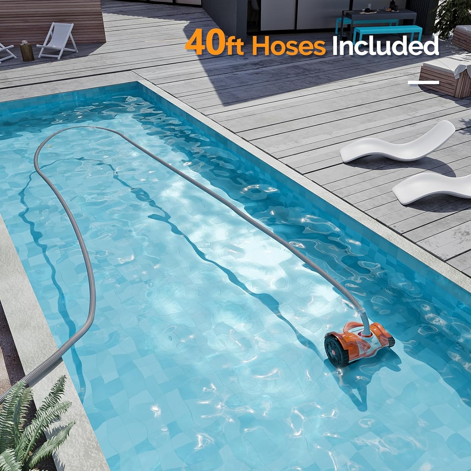 2025 Pool Vacuum Cleaner Suction Side Wall Climbing Automatic Sweeper 40ft Hose