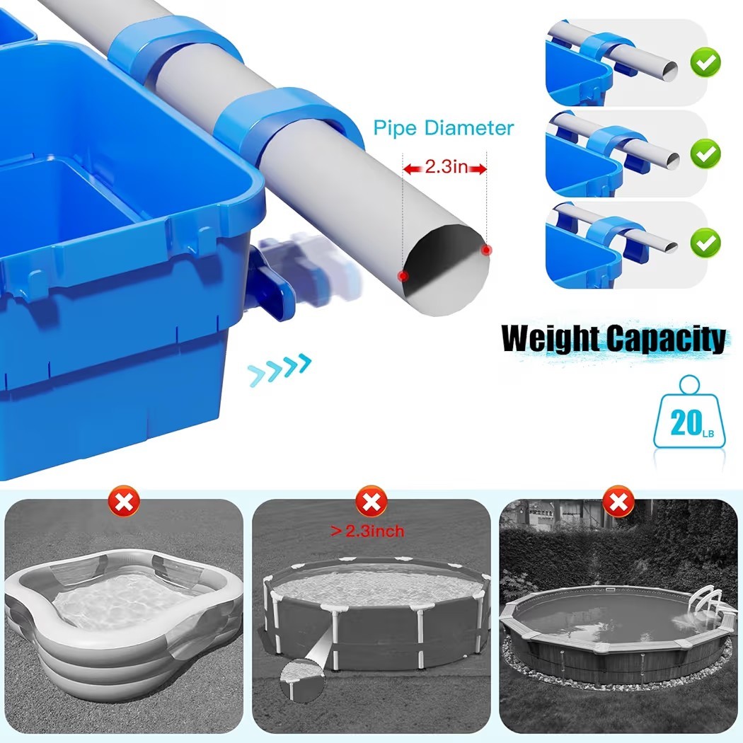 Poolside Storage Basket 2pc Above Ground Swimming Pool Baskets Fits Most Above G
