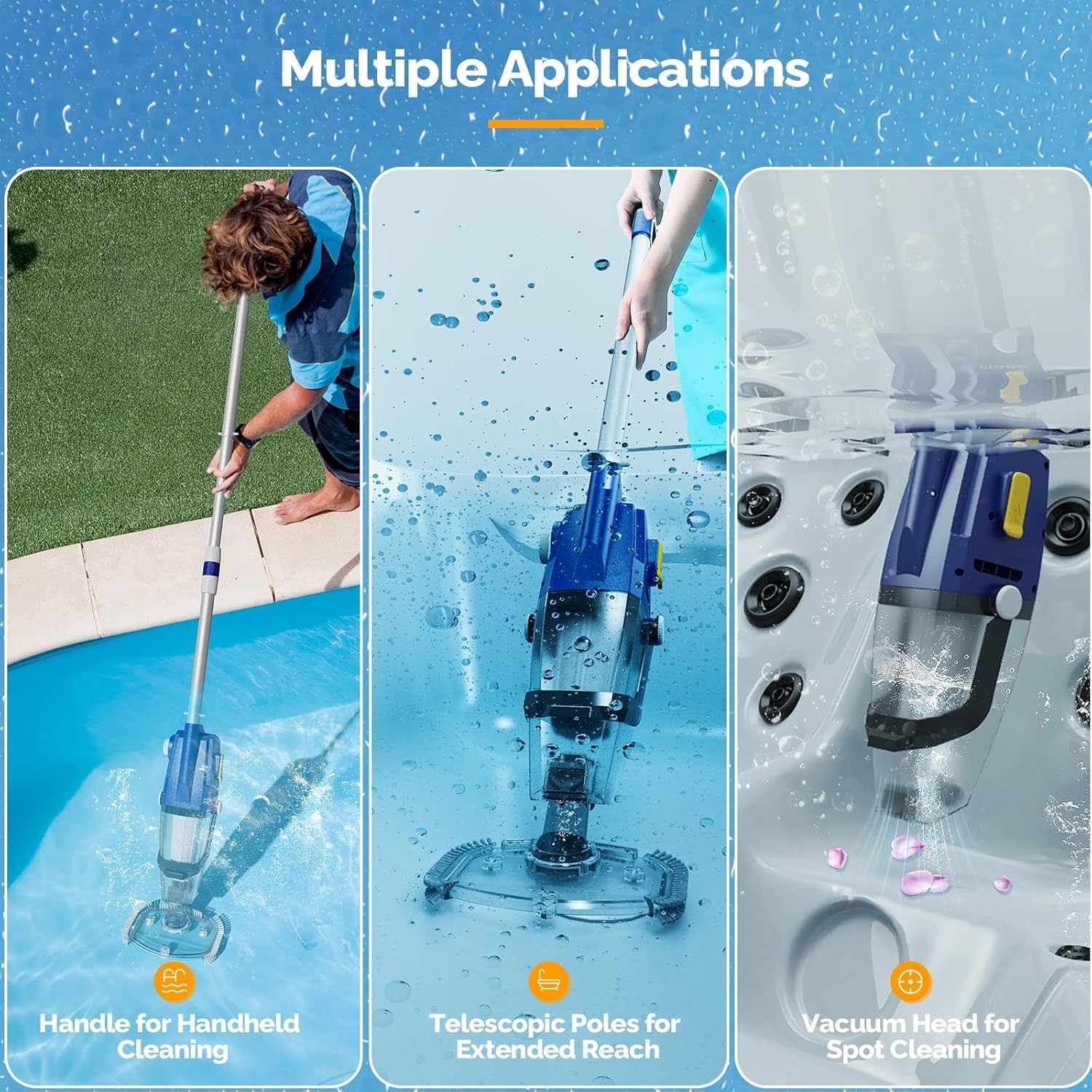Cordless Handheld Pool Vacuum Cleaner Rechargeable for Inground & Above Groun…