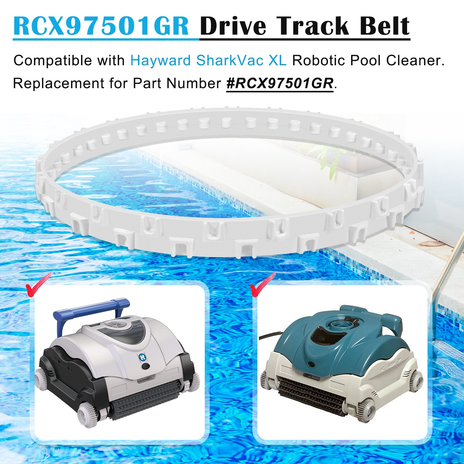RCX97501GR Drive Track Belt Replace for Hayward SharkVac XL Robotic Pool Cleaner