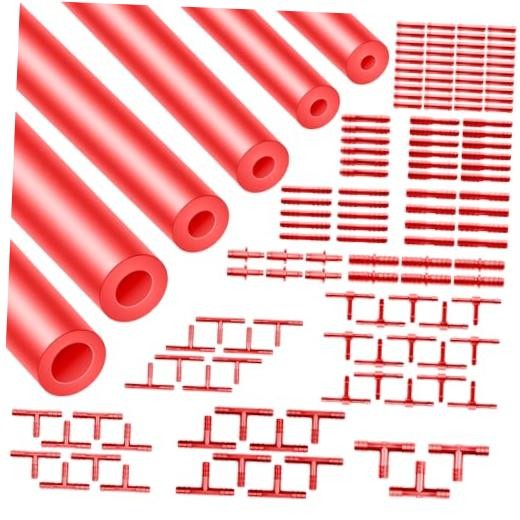 Shineyoo Red Vacuum Hose Kit 6PCS 1/8&Prime; 5/32&Prime; 3/16&Prime; 1/4&Prime; 5/16&Prime; 3/8&Prime; Tubings 5FT
