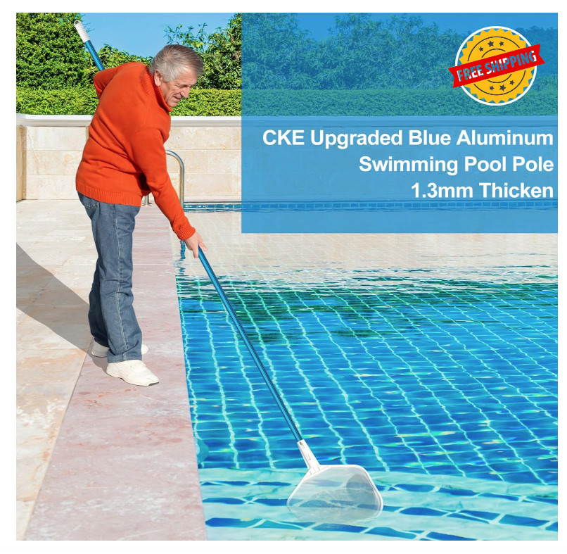 15ft 1.3mm Blue Telescopic Pool Pole, 3-Piece, Fits Skimmers, Brushes, Vacs