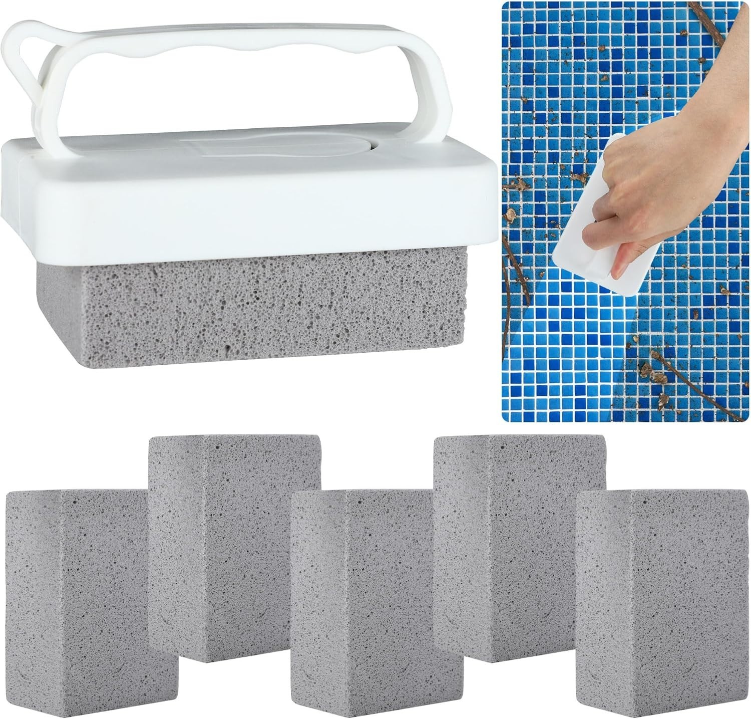 6 PCS Hand-Held Pool Pumice Stones Swimming Pumice Pool Tile Stone Replacemen…