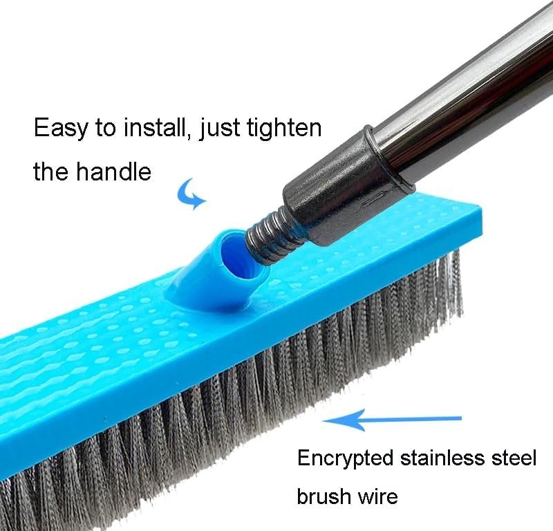 Heavy Duty 65&Prime; Stainless Steel Pool Brush for Concrete and Patio Cleaning