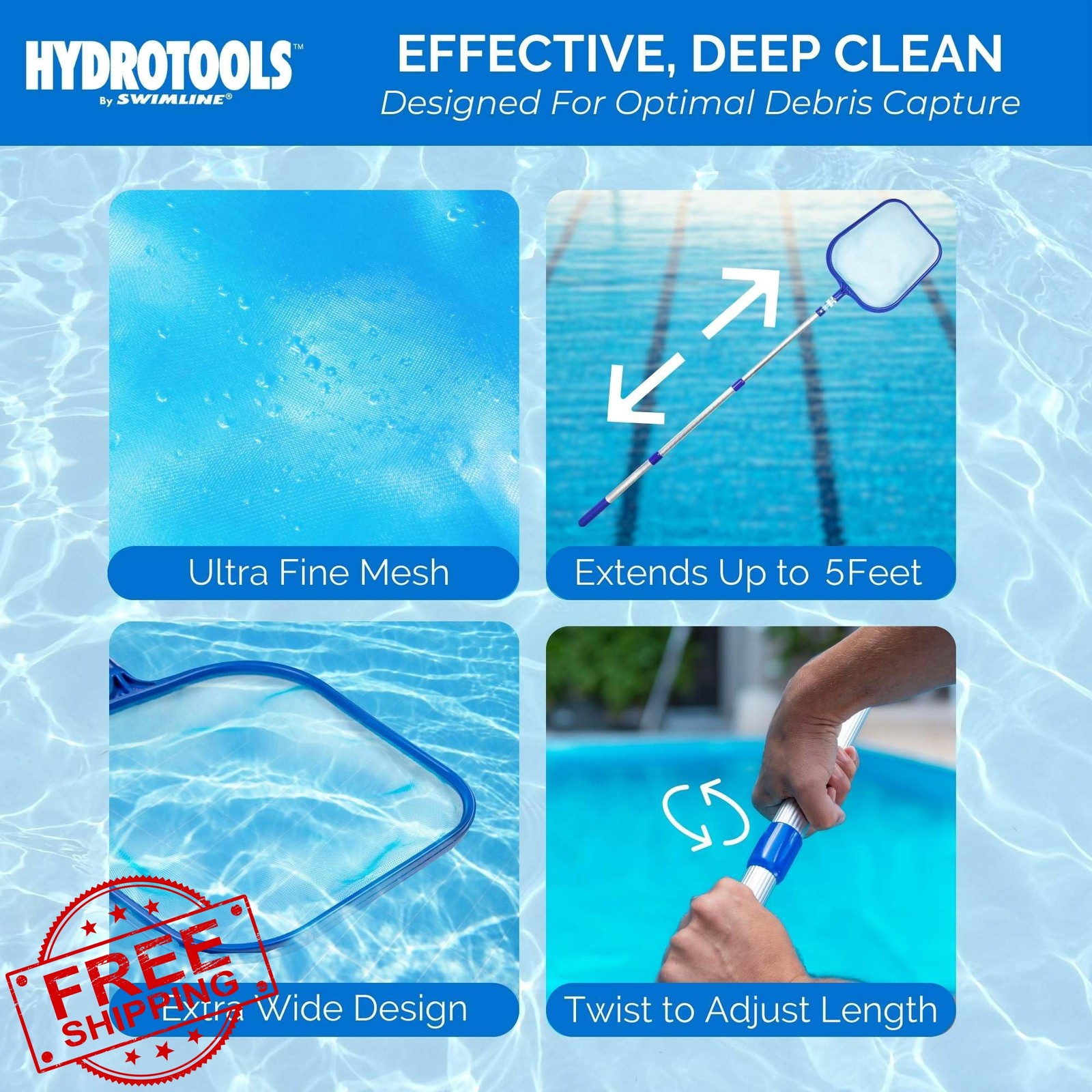 Swimline Telescopic Leaf Skimmer 2-4 Ft Pole
