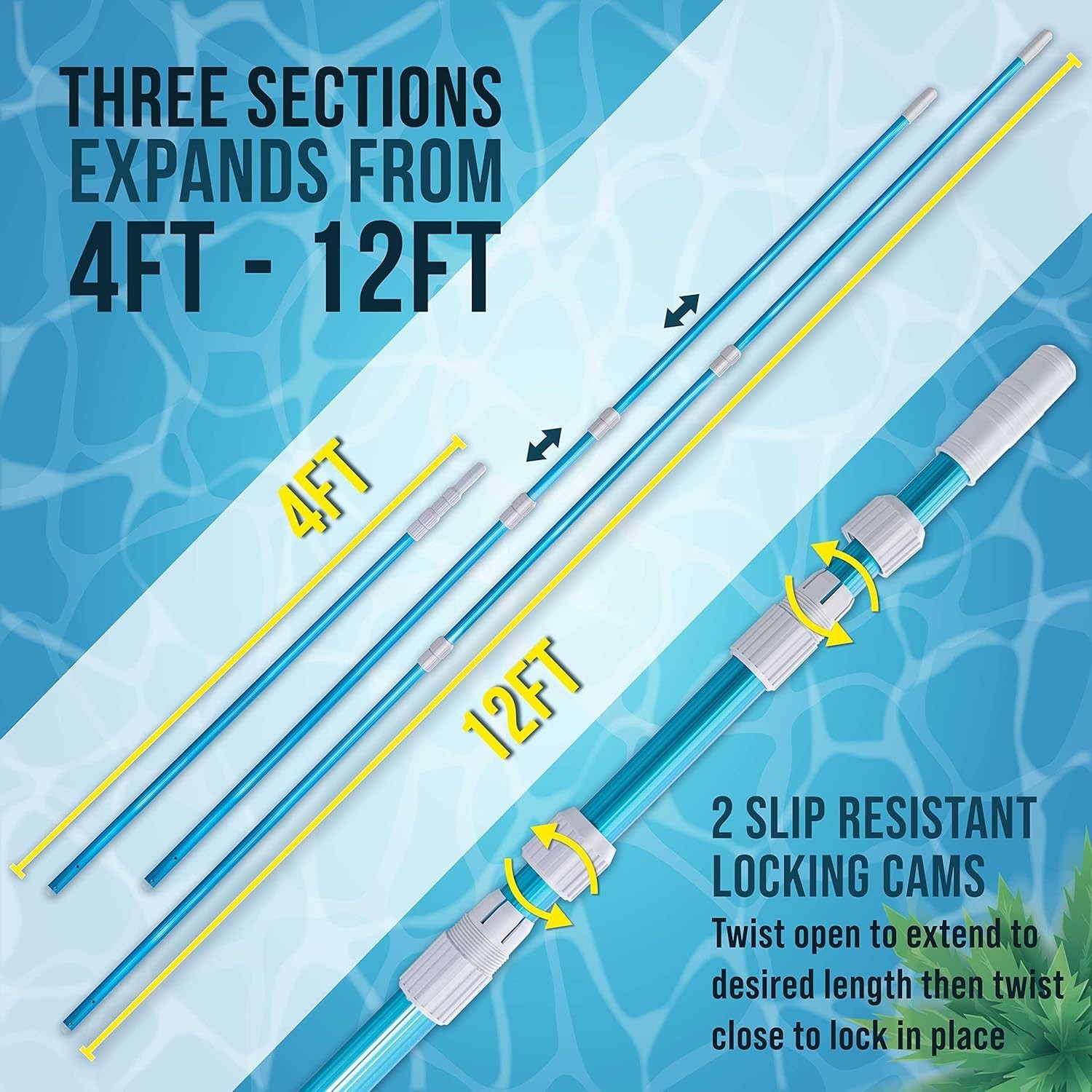 12-Foot Telescopic Aluminum Pool Pole – Ultimate Cleaning & Durability