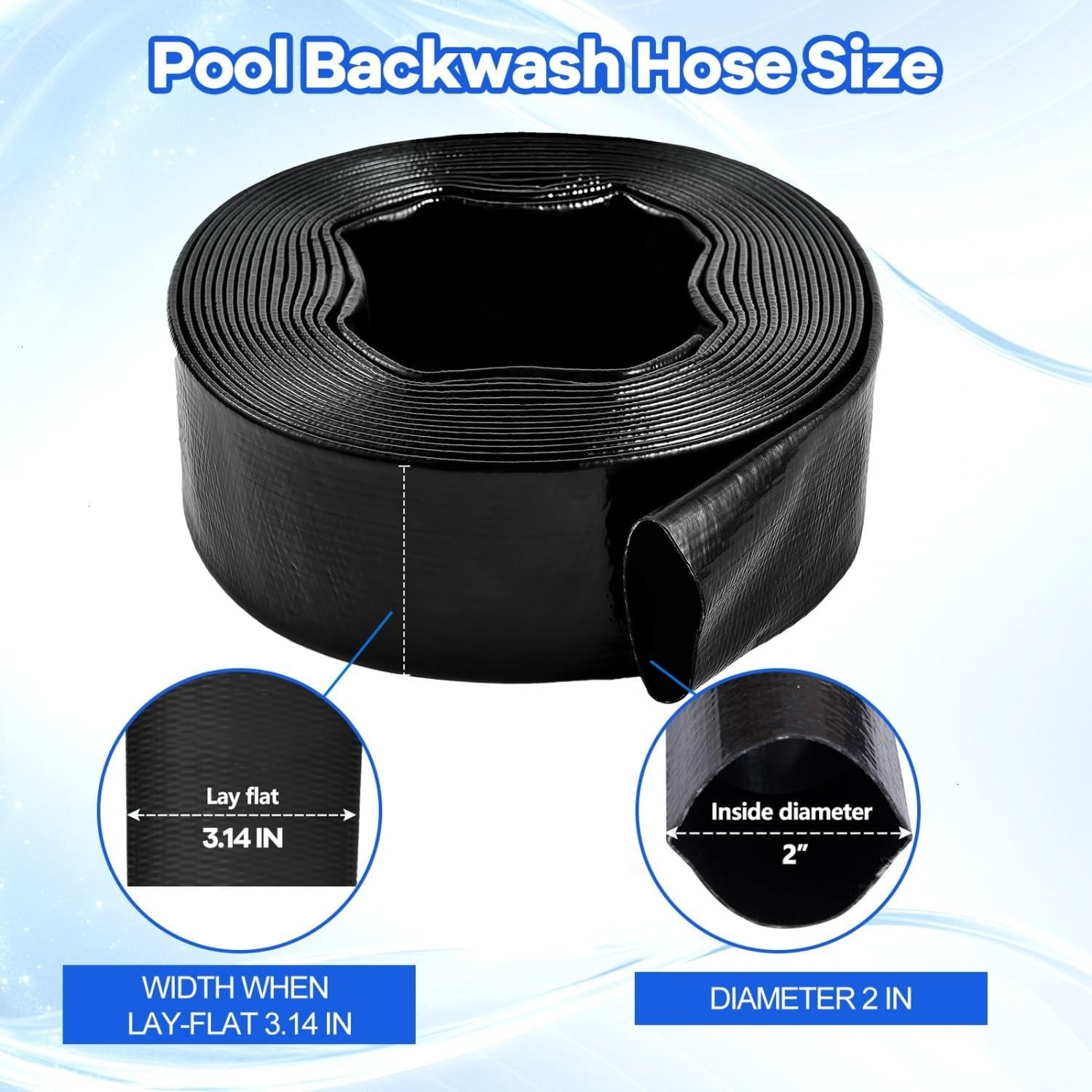 Versatile 50FT PVC Swimming Pool Backwash Hose – Effortless Drainage Setup