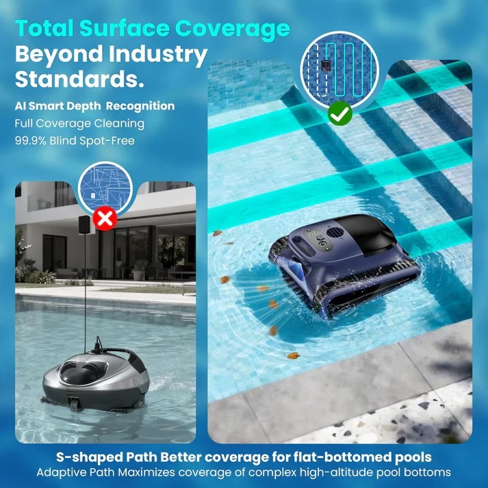2026 NEW Seauto Cordless Robotic Pool Vacuum Cleaner Wall- Waterline Clean