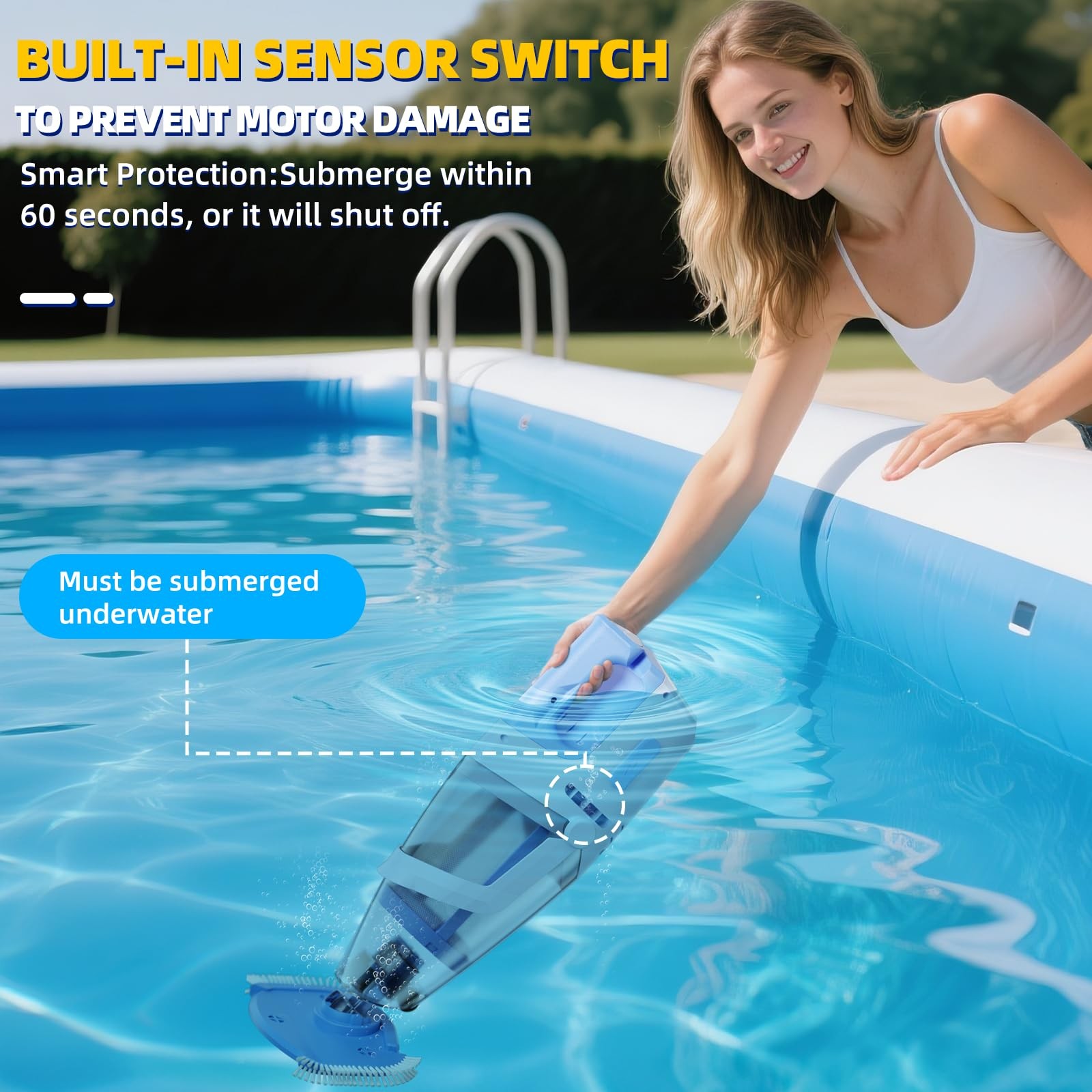 Cordless Pool Vacuum Above & Inground Pools, Powerful 1590 GPH Suction,Handhe…