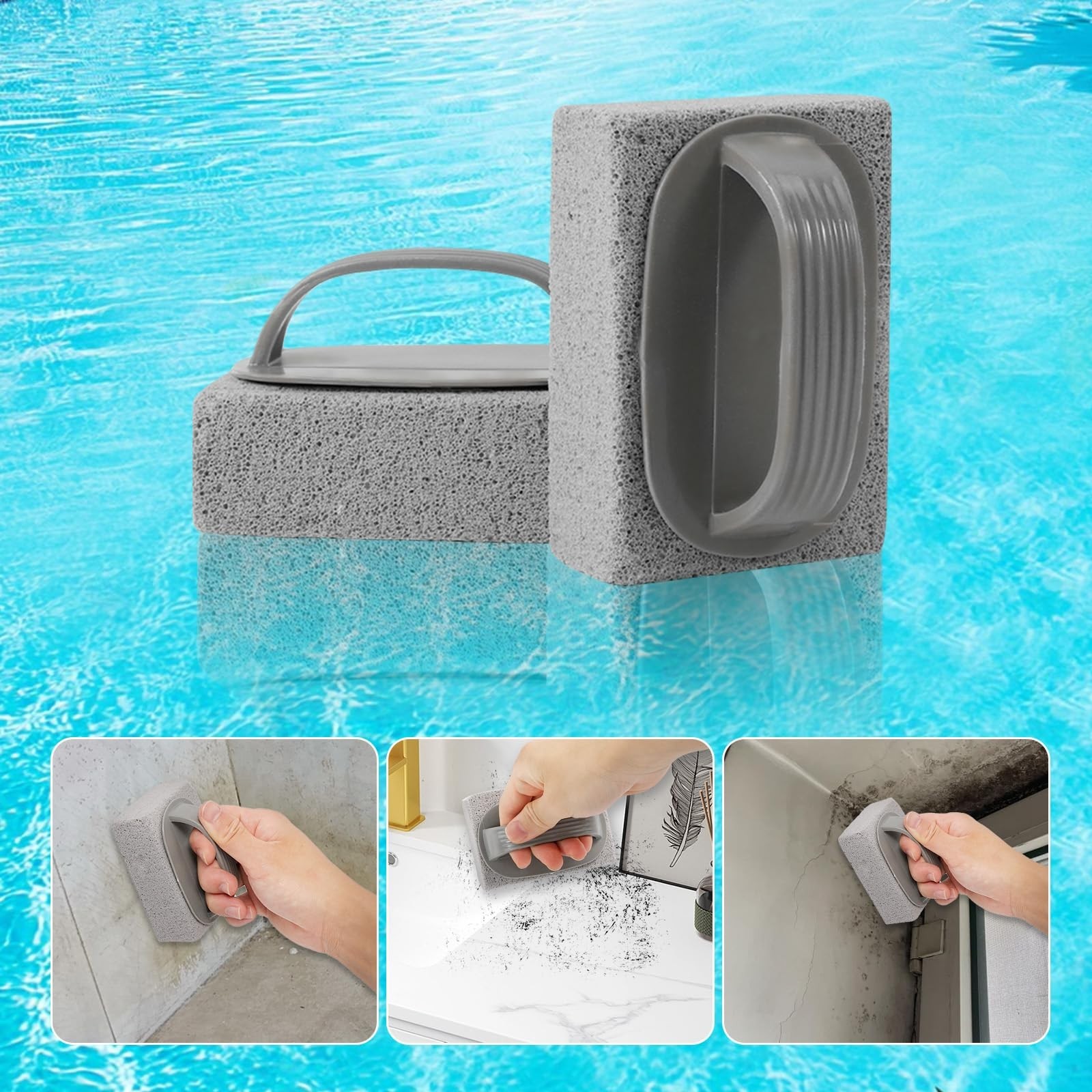 8 Pcs Pool Pumice Stones for Tile Cleaning, Stain Removal & Grout Scrubbing