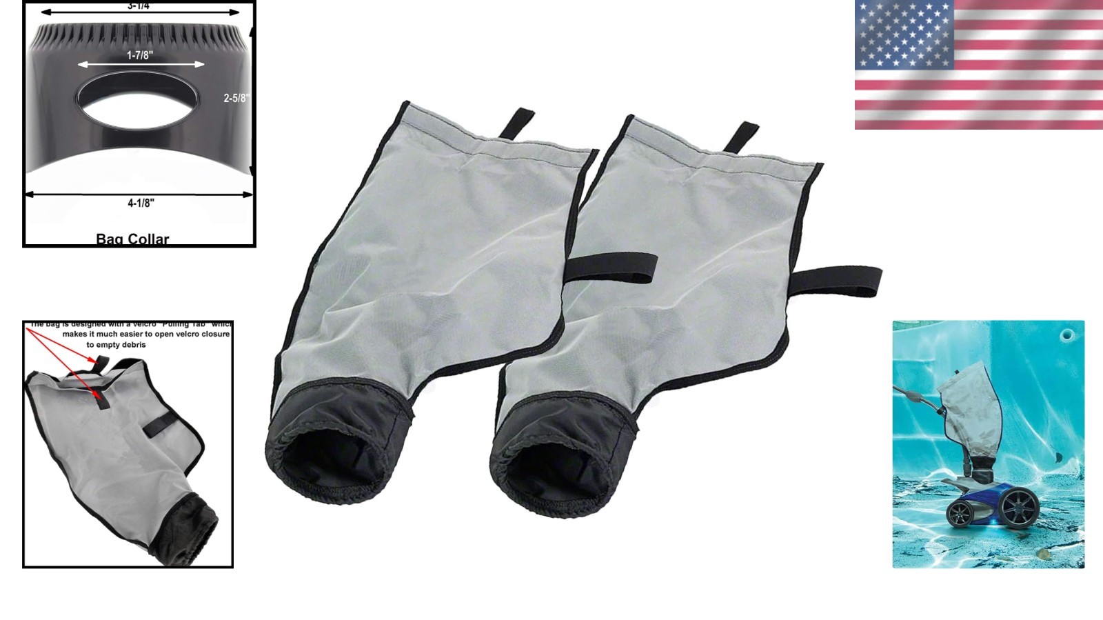 Streamlined Pool Cleaner Debris Bag Kit – Compatible with Pentair Ranger 2 Pack