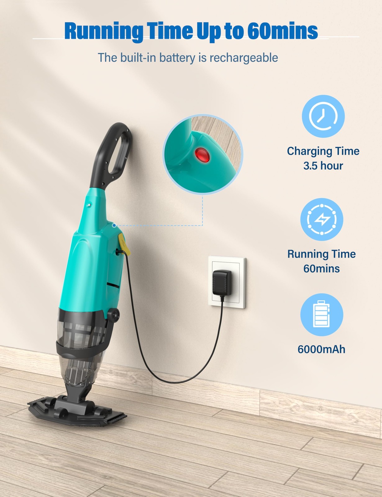 Oxseryn Pool Vacuum Cordless Handheld Cleaner Rechargeable 60 Mins Runtime