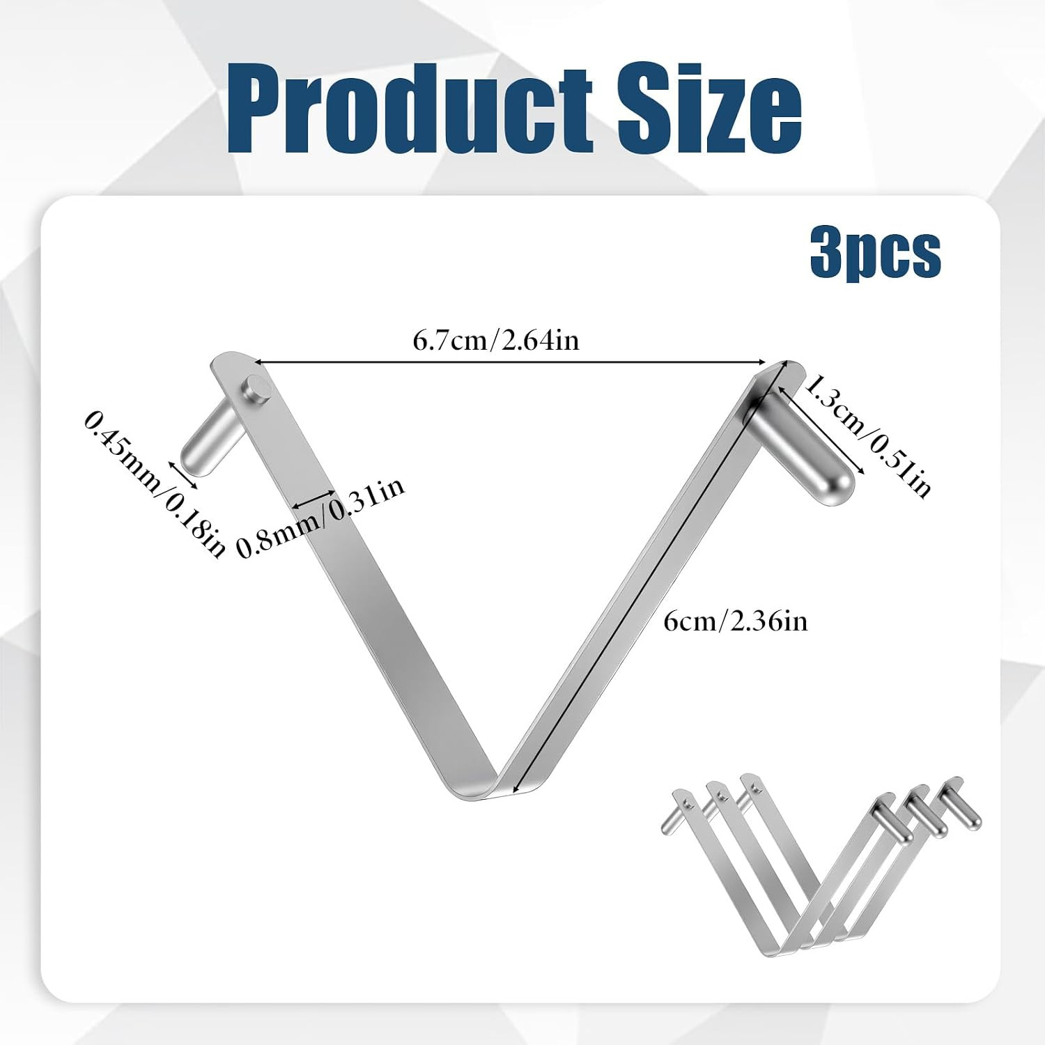 3 Pcs Pool Pole Clips,Stainless Steel Pool Brush Clip Pools Brush V-Shaped Clip