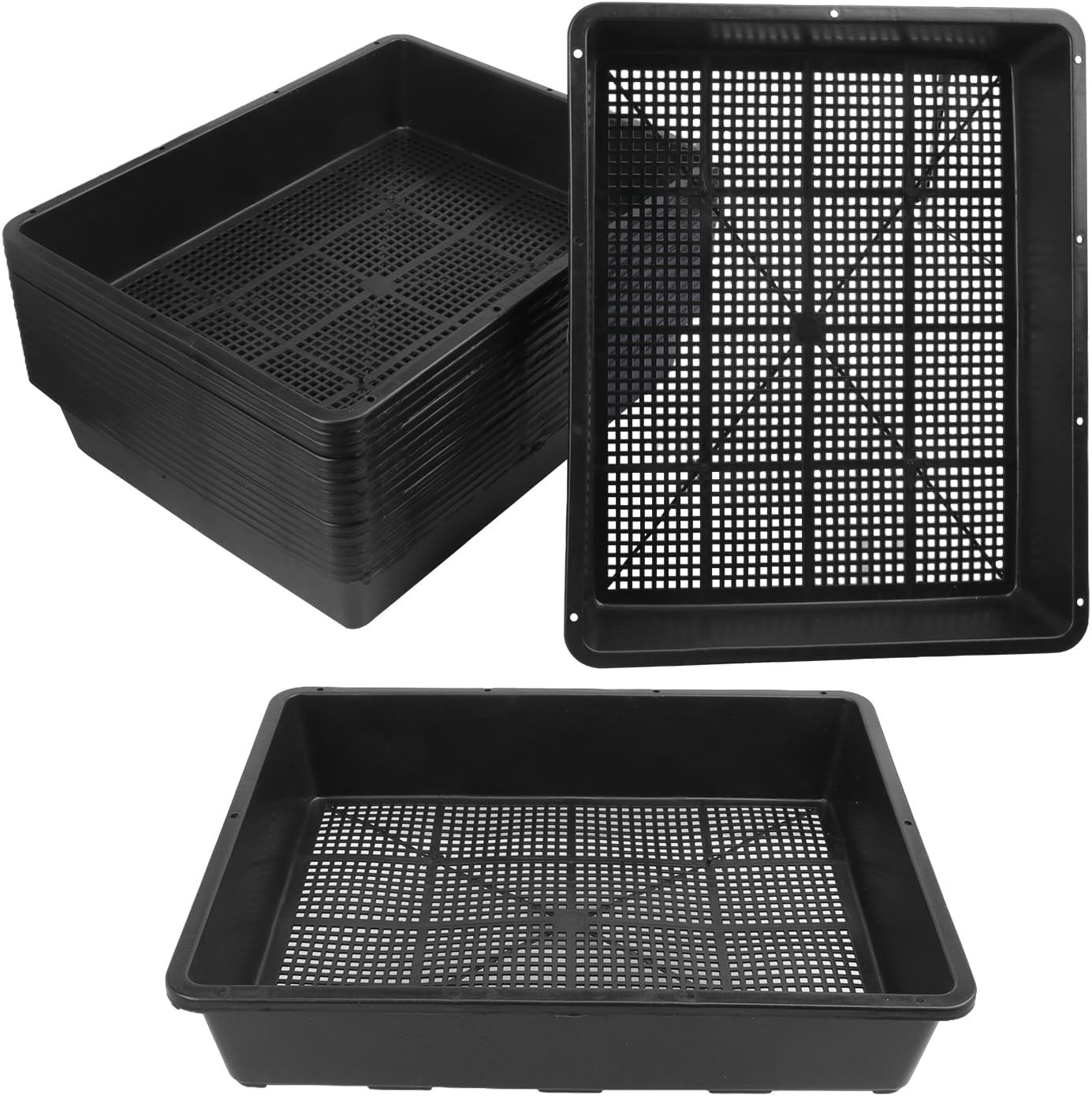 16 Pack Seed Starter Trays 15 X 12 Inches Microgreens Growing Trays with Mesh Bo