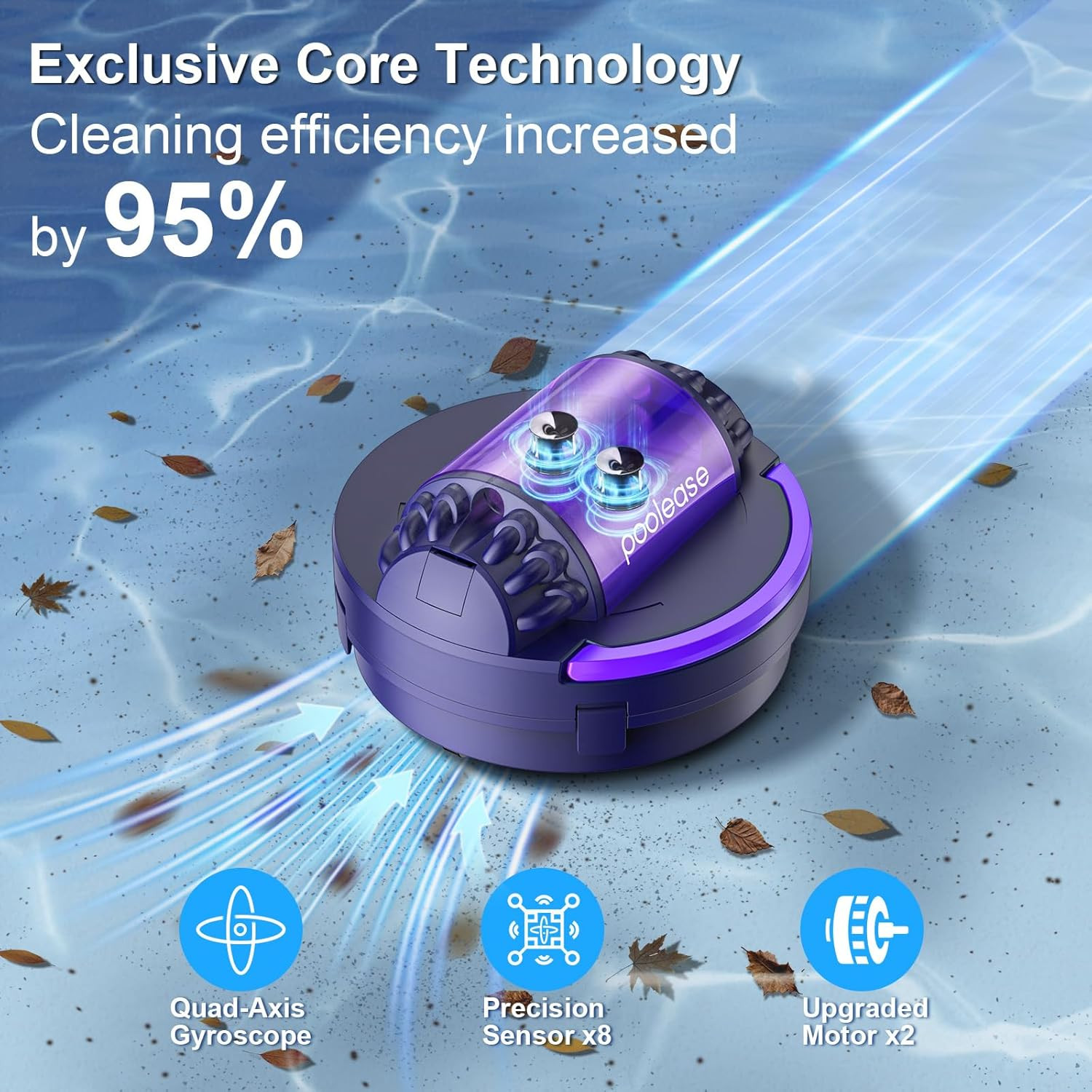 X1 Cordless Robotic Pool Vacuum, Automatic Pool Cleaner with 45W Dual-Motor, Ide