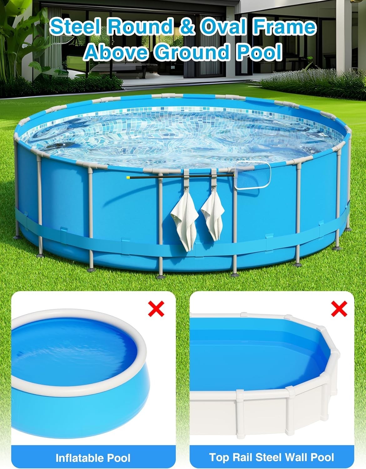 Adjustable Pool Hook for Poles – 3-Hook Pool Accessories Organizer