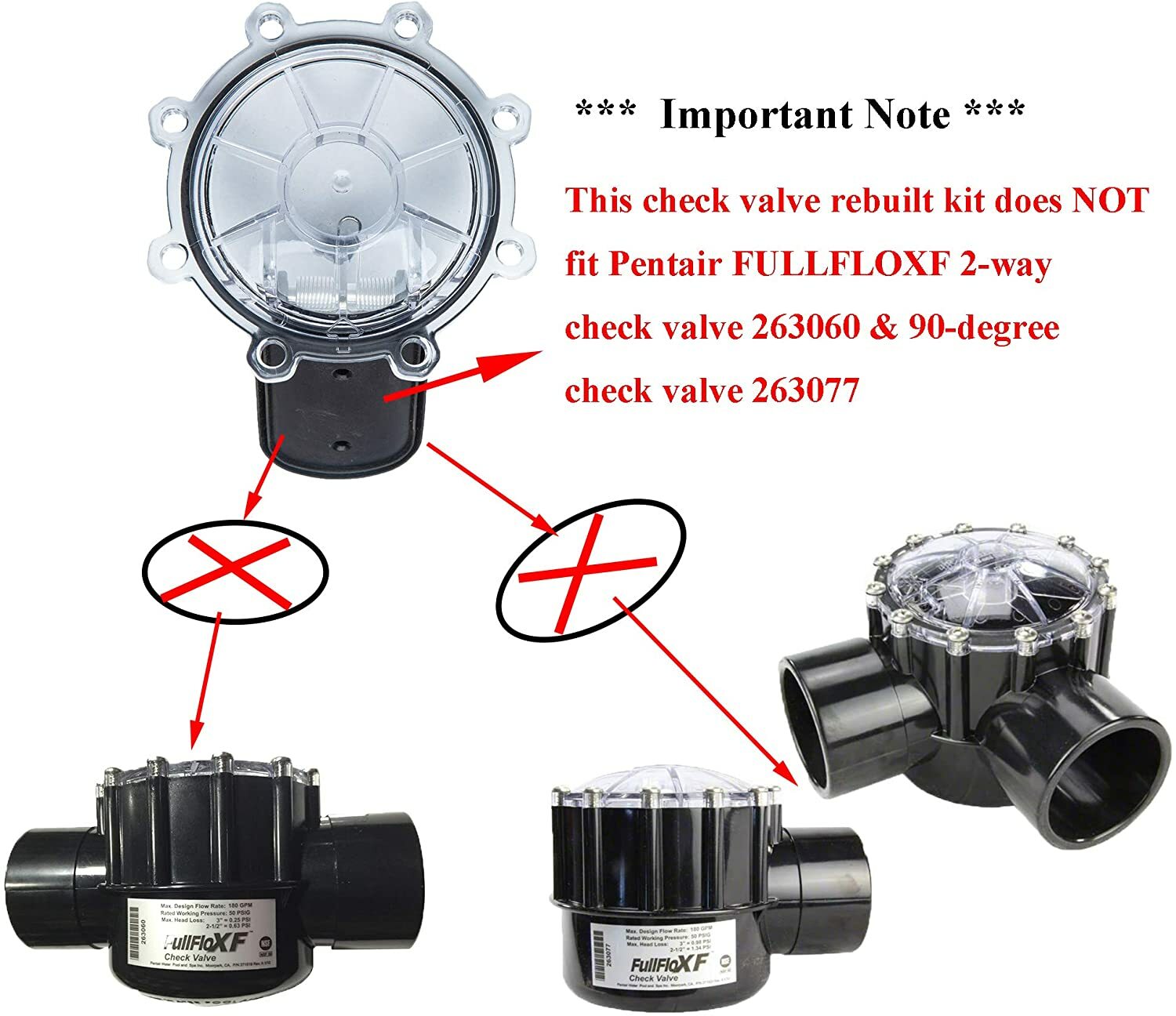 Pool Check Valve Rebuild Kit 263042Z For Pentair 2&Prime; CPVC Check Valve 263042