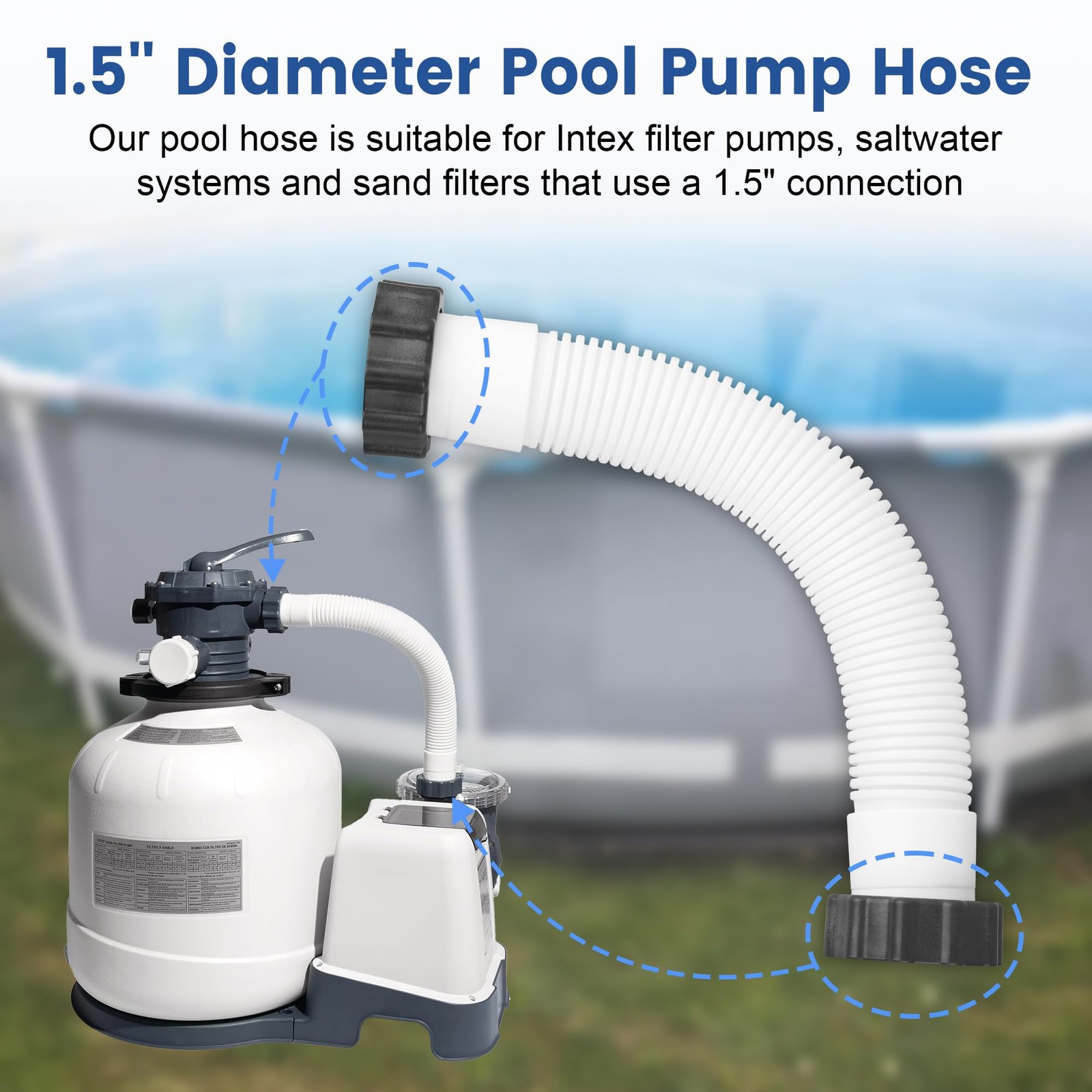 11388 Pool Sand Filter Pump Hose – 14 Inch 14 (11388), White, Black