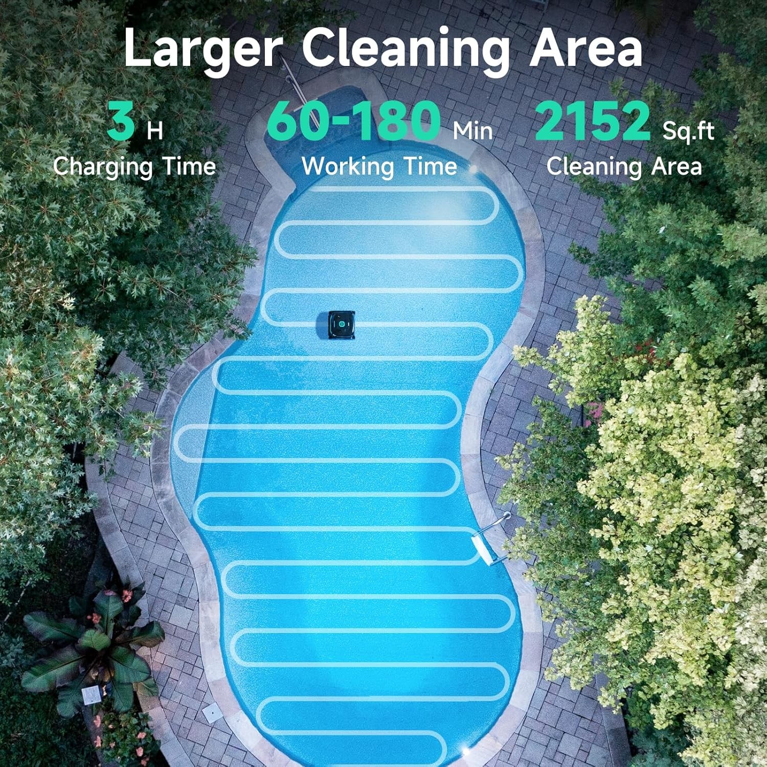 WYBOT C2 Cordless Robotic Pool Cleaner, up to 2152 Sq.ft 7 Cleaning Modes BGrade