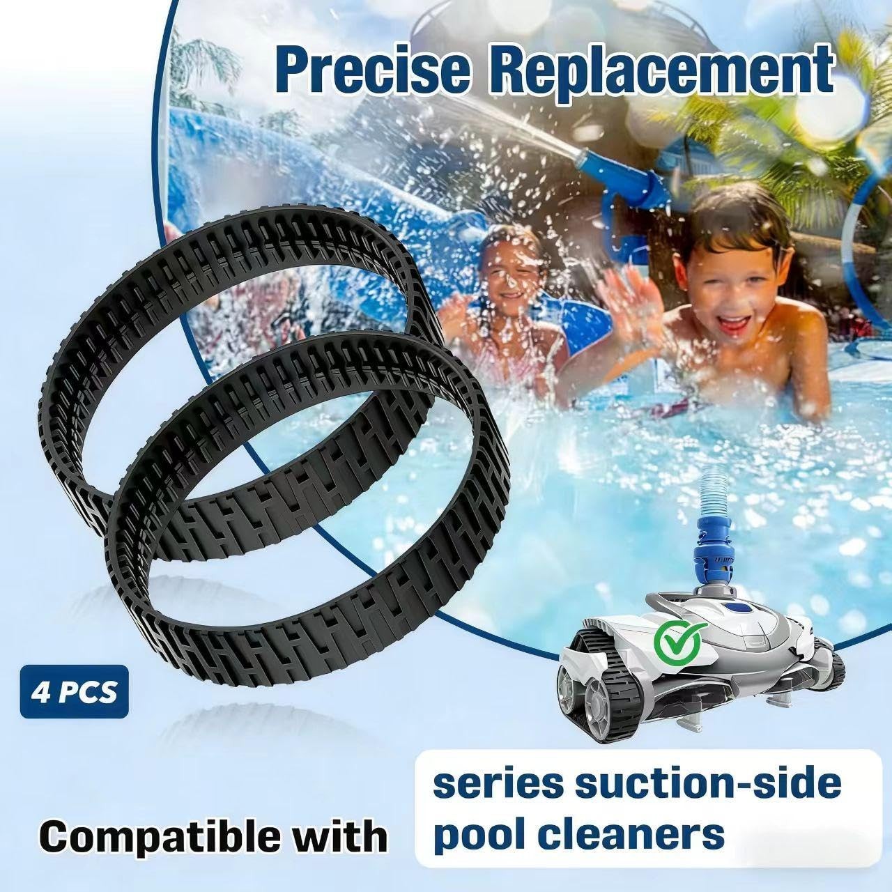 4-Pack R0916500 Pool Cleaner Tracks V2, Replacement Belt Compatible with Suct…