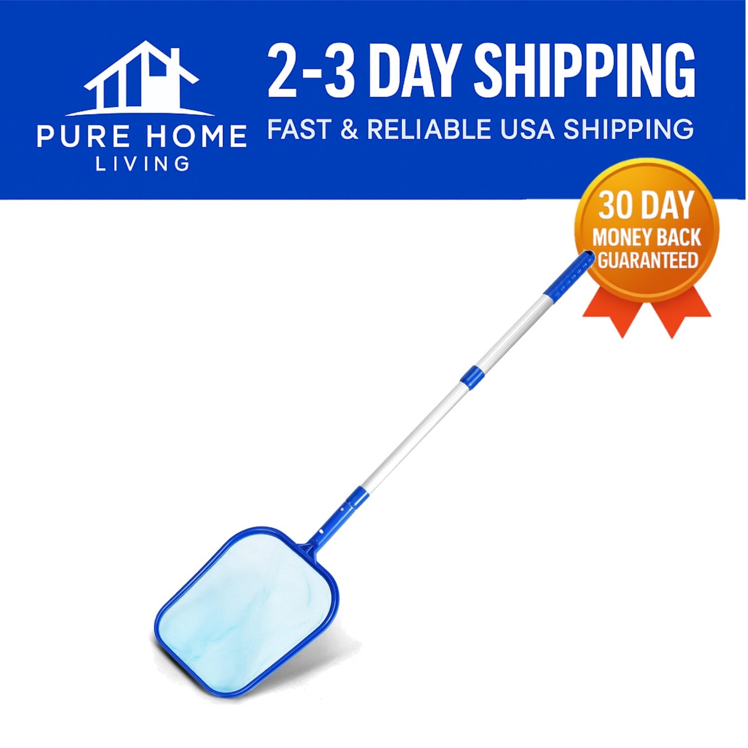 Versatile Pool Skimmer Net with Adjustable 17-40&Prime; Pole for Effortless Cleaning