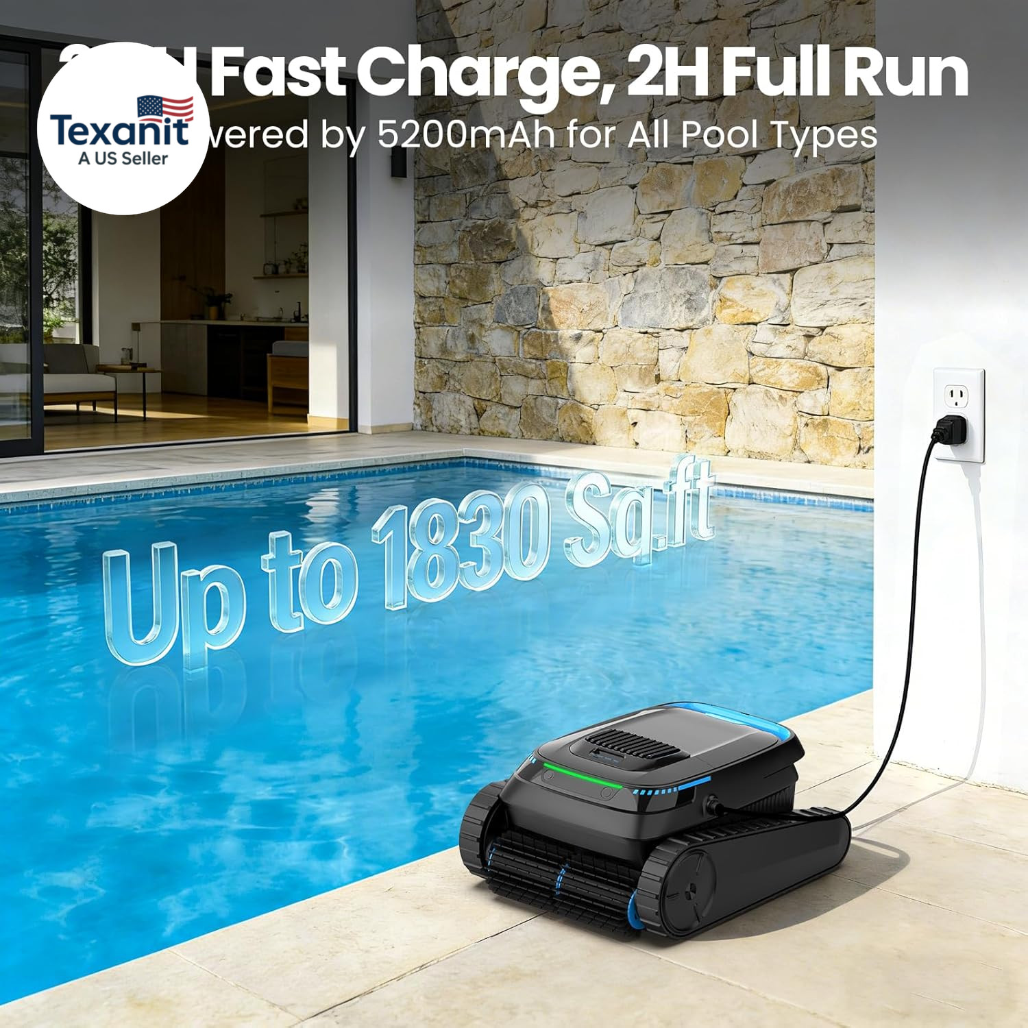 Robotic Pool Vacuum PC10, Cordless Pool Cleaner Robot for Inground & above Groun