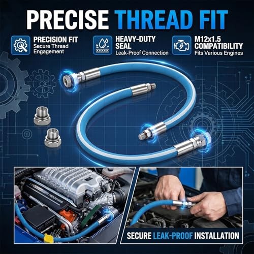 2 Pack 12mm Upgraded Engine Oil Drain Hose M12x1.5mm 18&Prime; Length Heavy Duty