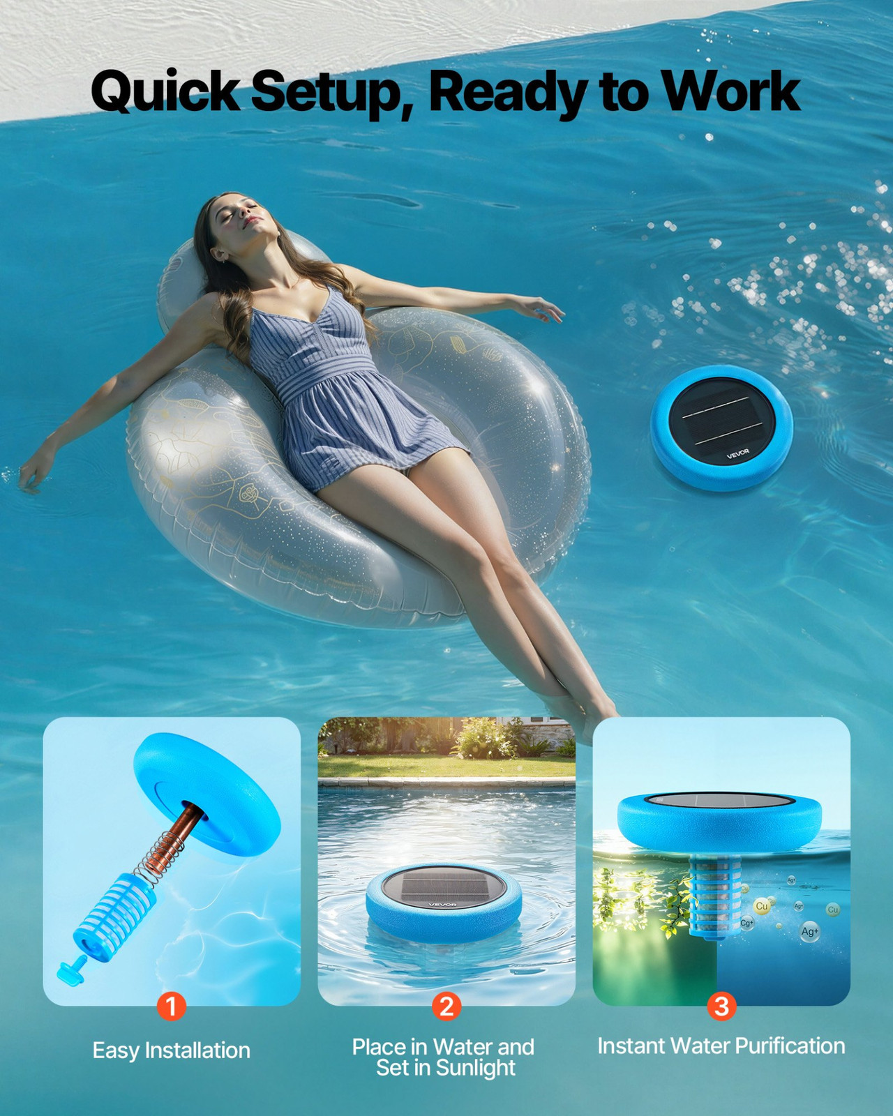 VEVOR Solar Pool Ionizer: Eco-Friendly, Chlorine-Free Pool Purification
