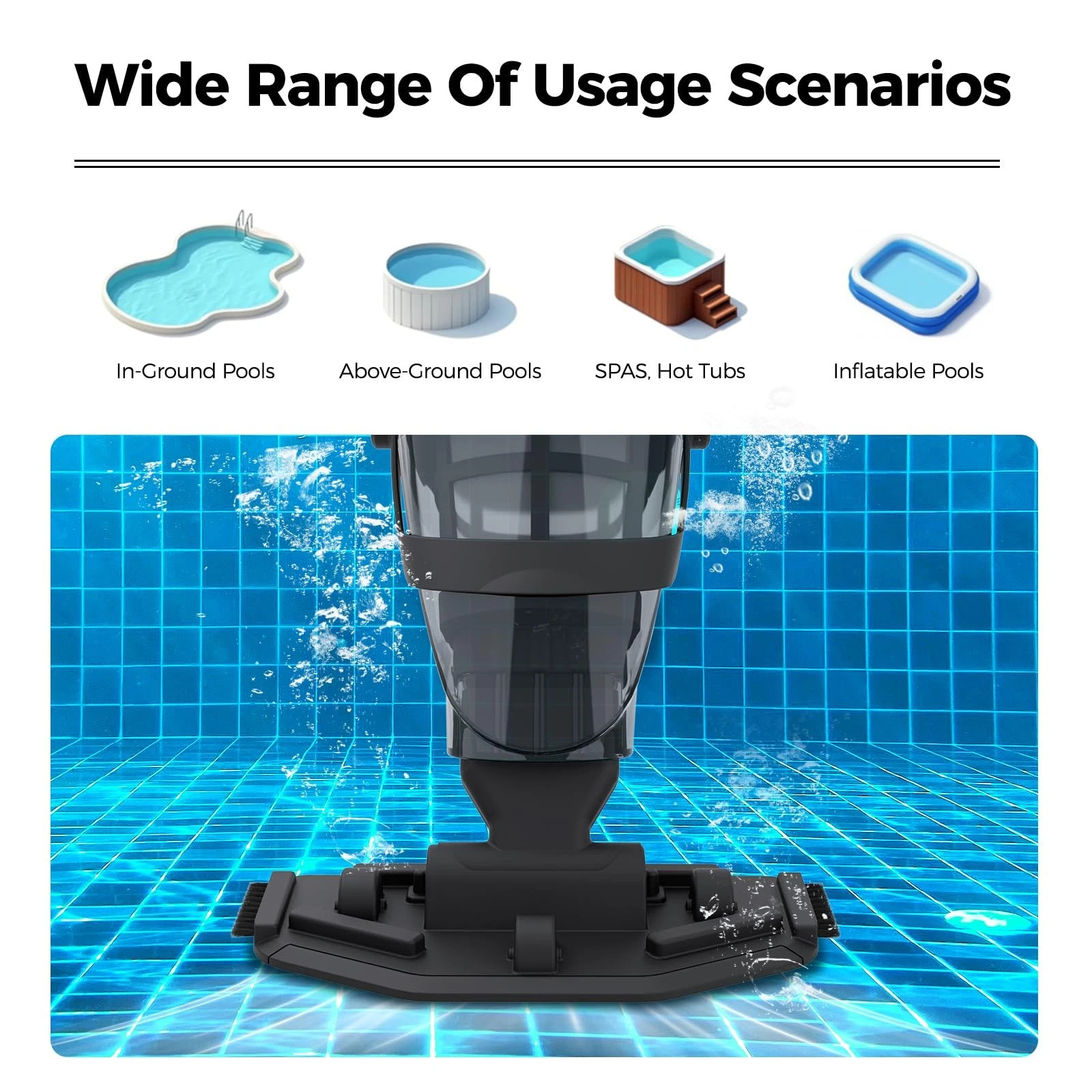 Rechargeable Pool Vacuum Pool Handheld Cleaner Above Ground 60mins Running Time