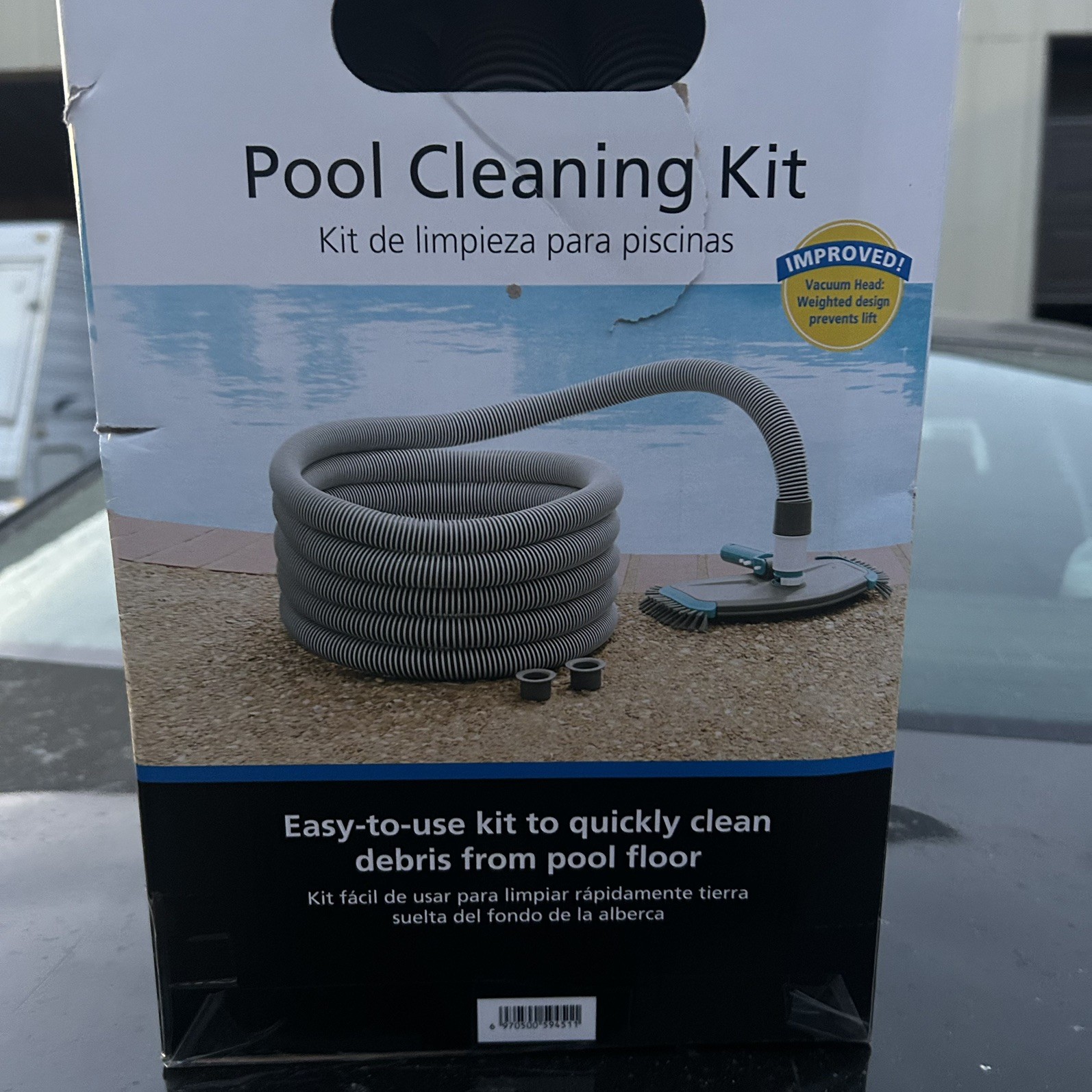 Mainstays Pool Vacuum Kit 2-Piece 25ft UV-Resistant Hose+Swivel Head 1.25&Prime;/1.5&Prime;