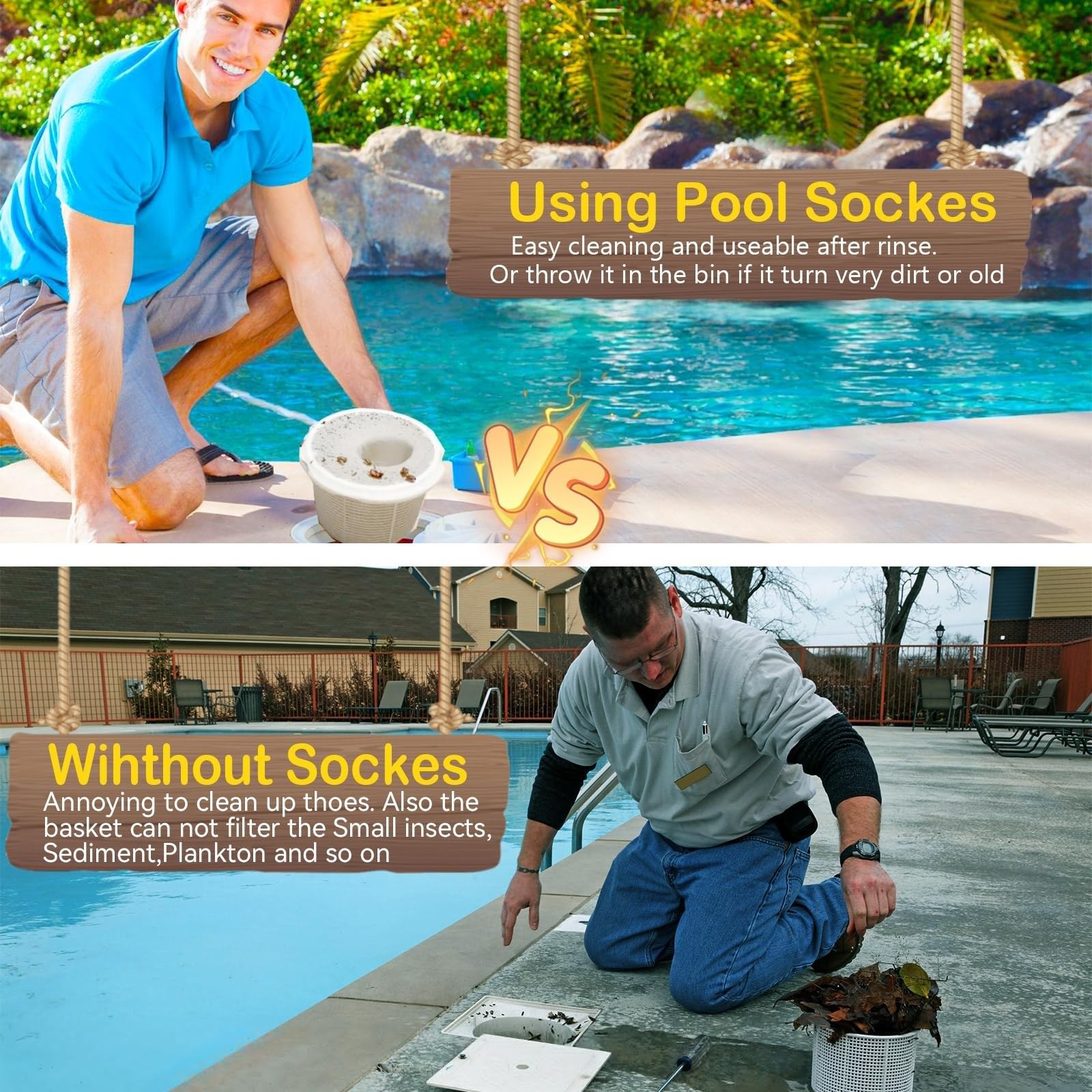 Pool Skimmer Socks 50 Pack, Ultra Fine Debris Catcher, White