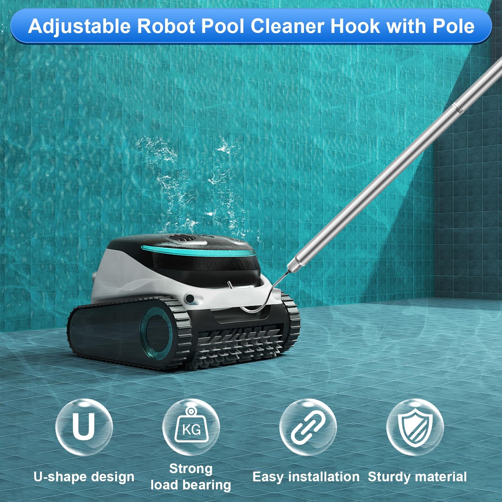 Pool Retrieval Hook with 70 Inch Adjustable Stainless Pole, Detachable Steel …