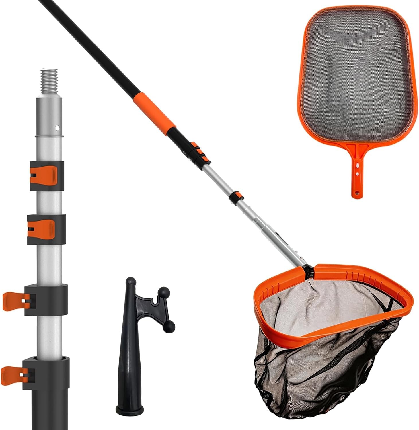 LAANPOLE 16FT Pool Skimmer Net w/ Pole, Heavy Duty Leaf Skimmer