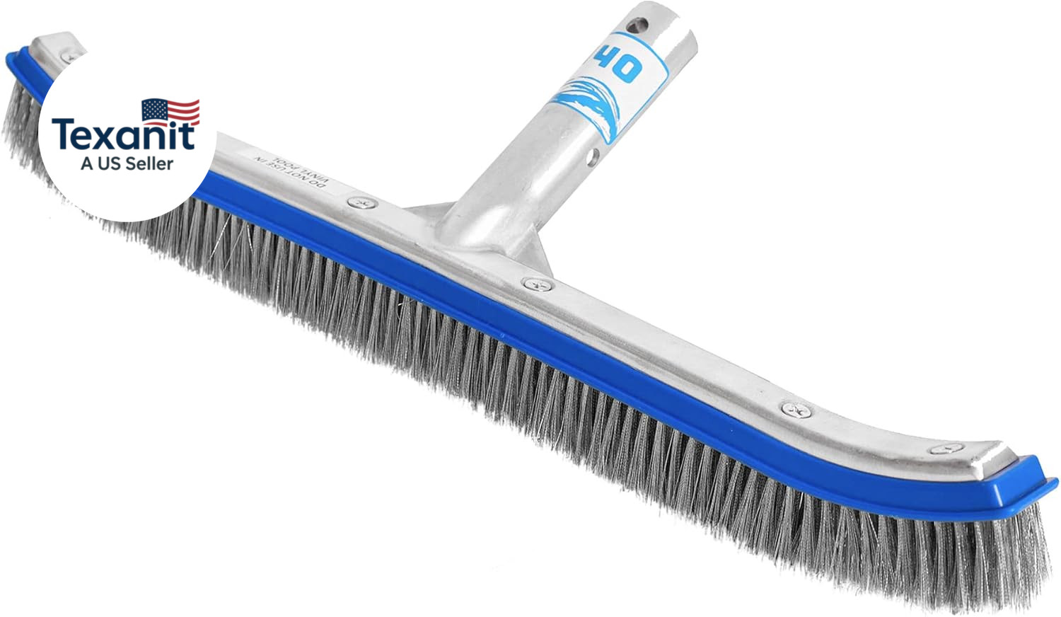 Heavy Duty Pool Brush – 18-Inch Extra-Wide Metal Brush Head with Stainless Steel