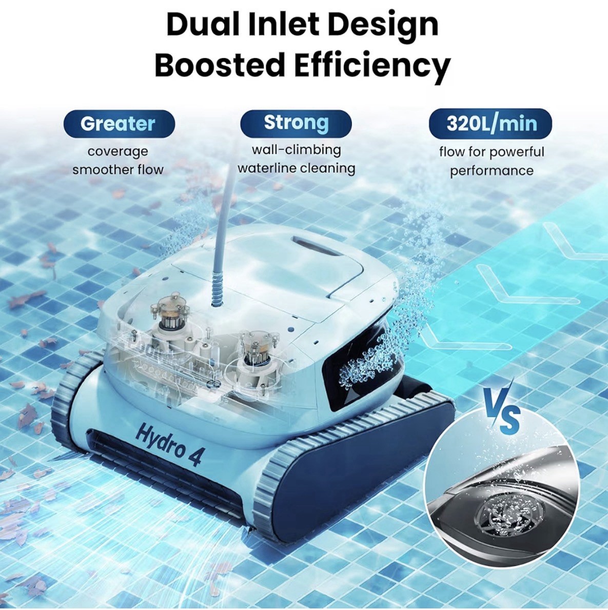 Poolmate Hydro 4 Robotic Pool Cleaner w/ Floating Battery, App Control