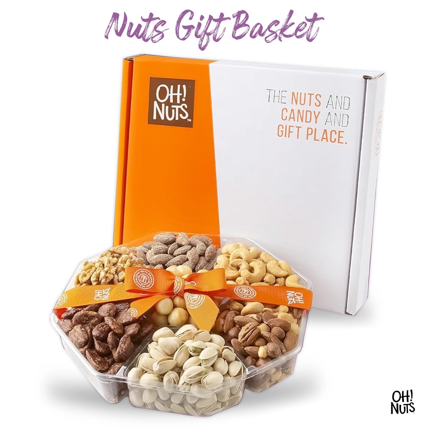 Oh! Nuts 7 Variety Nuts Gift Basket – Healthy Food Assorted Nuts Gifts Baskets