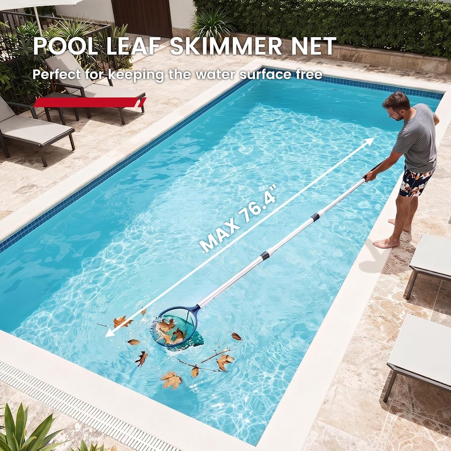 Handheld PC40 Pool Vacuum with 76.8 » Telescopic Pole, Powerful 18.5 GPM Suction