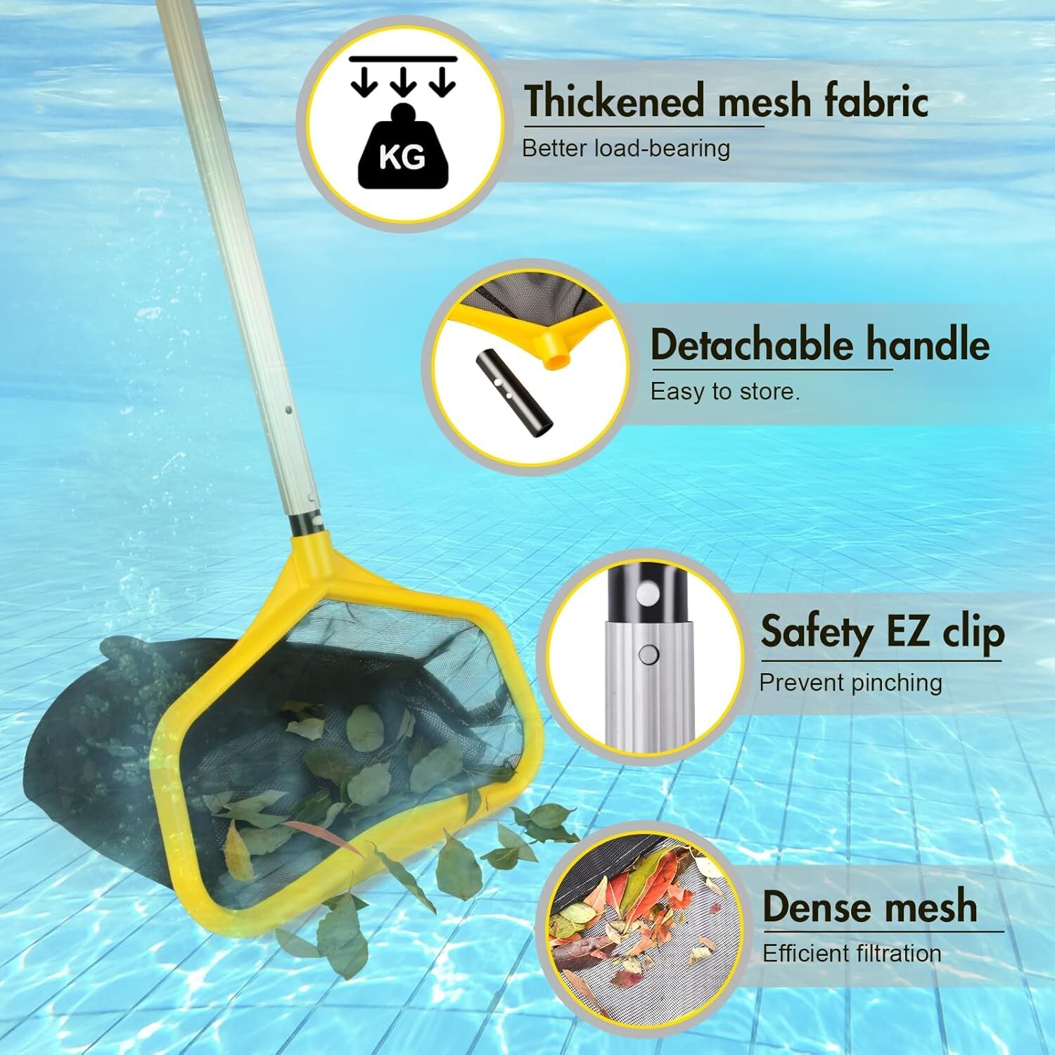 Goovilla Pool Net, Skimmer w/ Reinforced Frame, Large Capacity, Pond, Minnow,RED