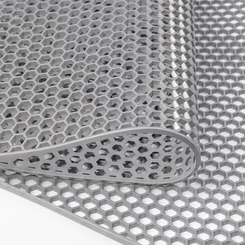 Drainage Mat, 4mm PVC Hexagonal Non-Slip Pool Floor Mat, Anti 3 x 4.9 ft Grey