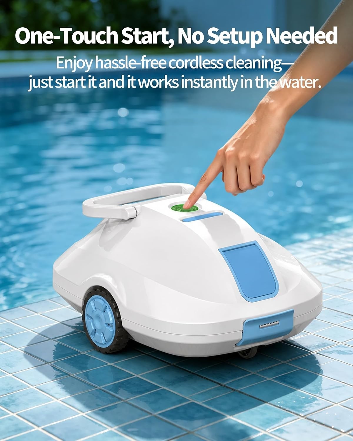 Advanced Automatic Pool Cleaning Robot for Above & Inground Pools, White Finish