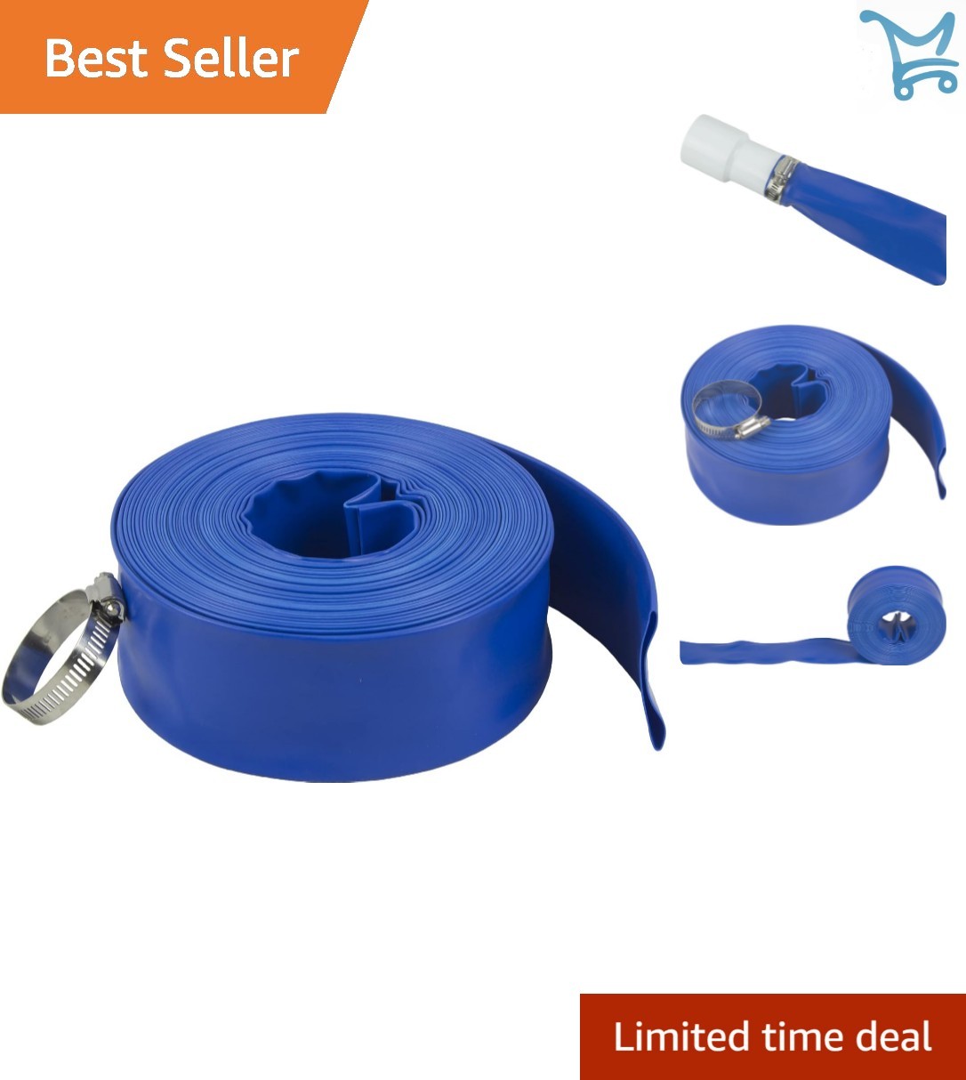 Heavy-Duty Vinyl Swimming Pool Backwash Hose 2-Inch x 50 Feet for Inground