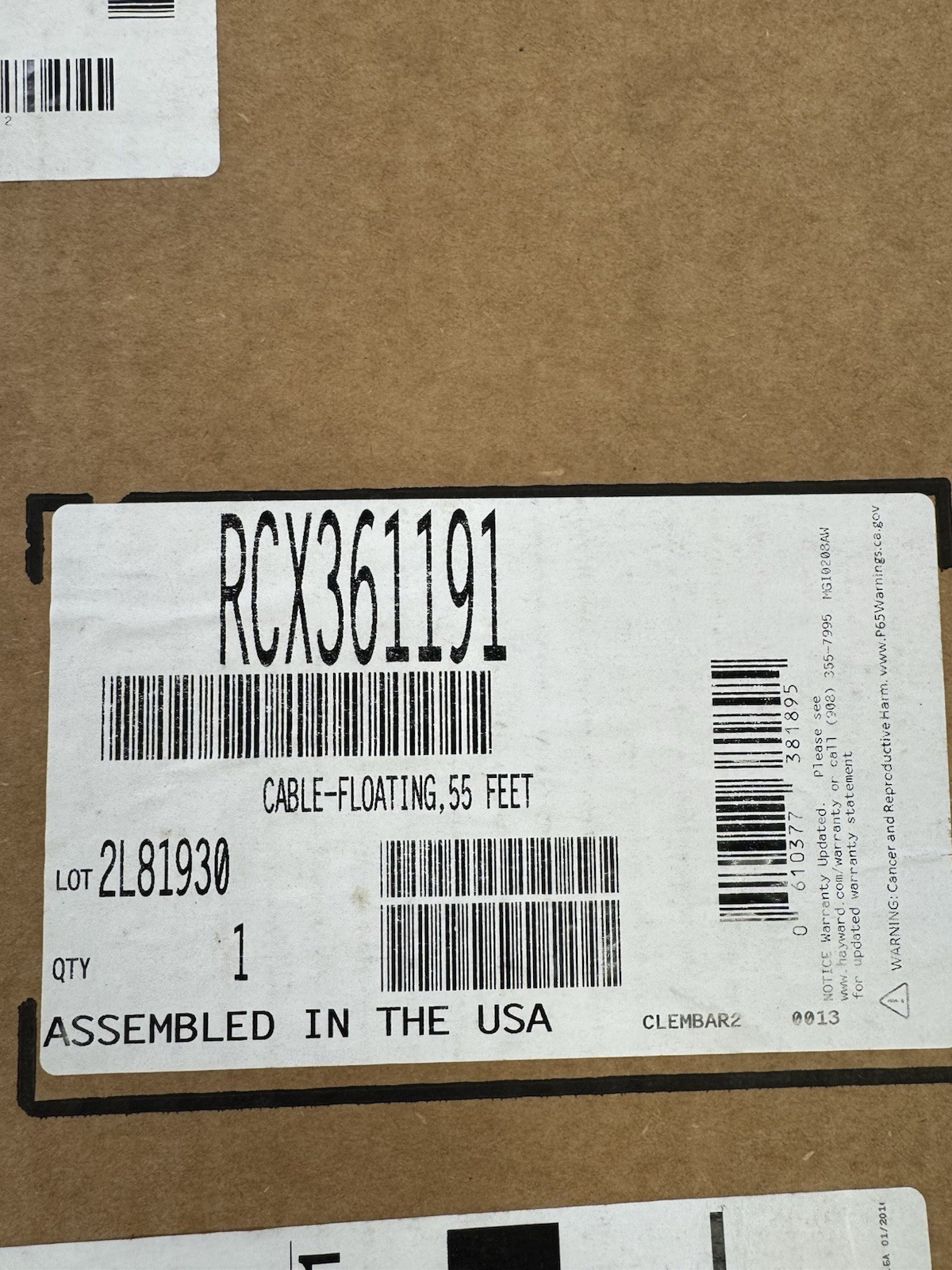 Hayward Aquavac 650 55ft floating cable RCX361191