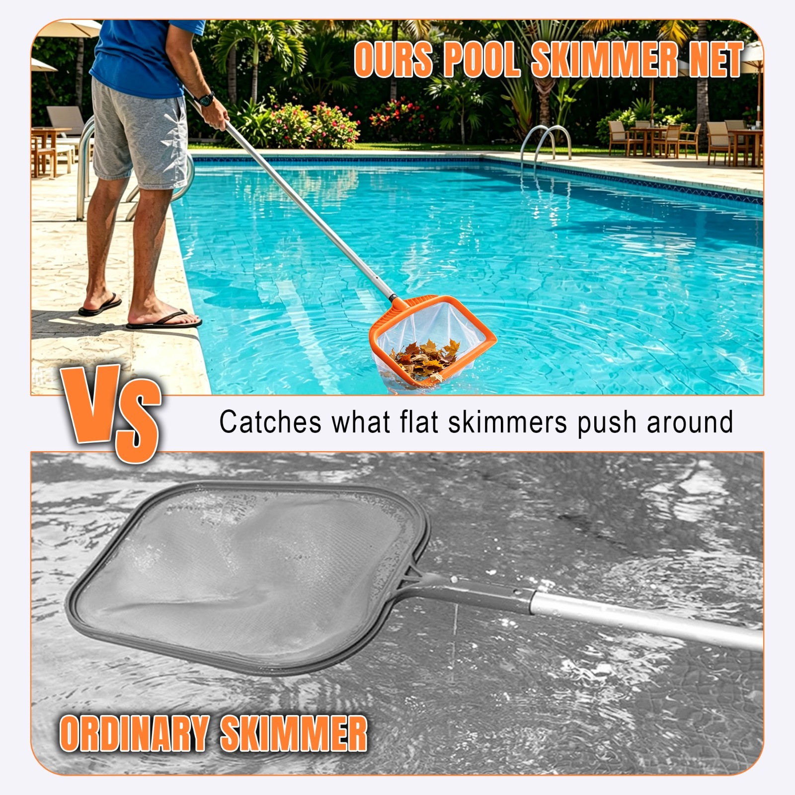 Pool Cleaning Kit, 7.5Ft Aluminum Telescoping Pole with Skimmer Net, Pool Mainte