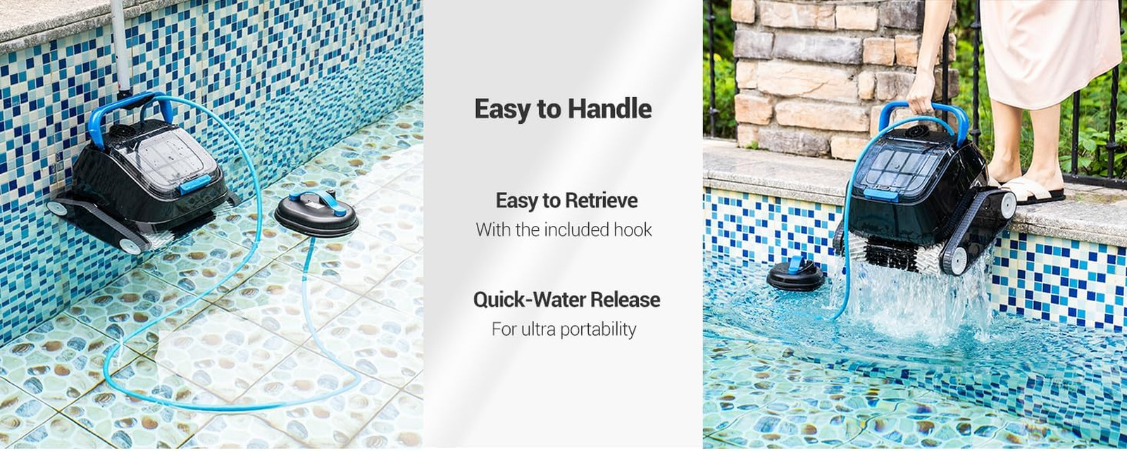 Battery-Powered Inground Vacuum for Pools up to 10 Ft Deep – Wall Climber – 150