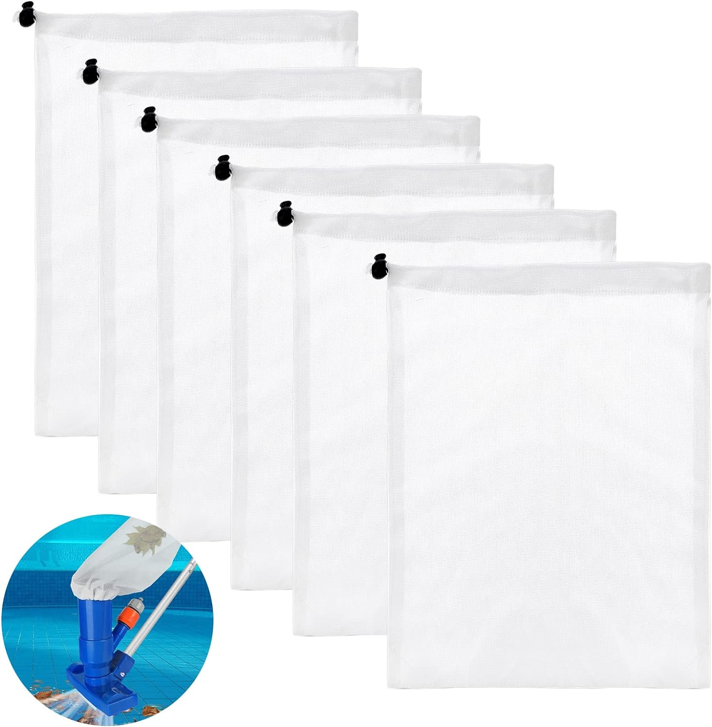 6 Pack Pool Cleaner Net, 9 X 12.2 Inch Vacuum Pool Cleaner Fine Mesh Bag Pool Va